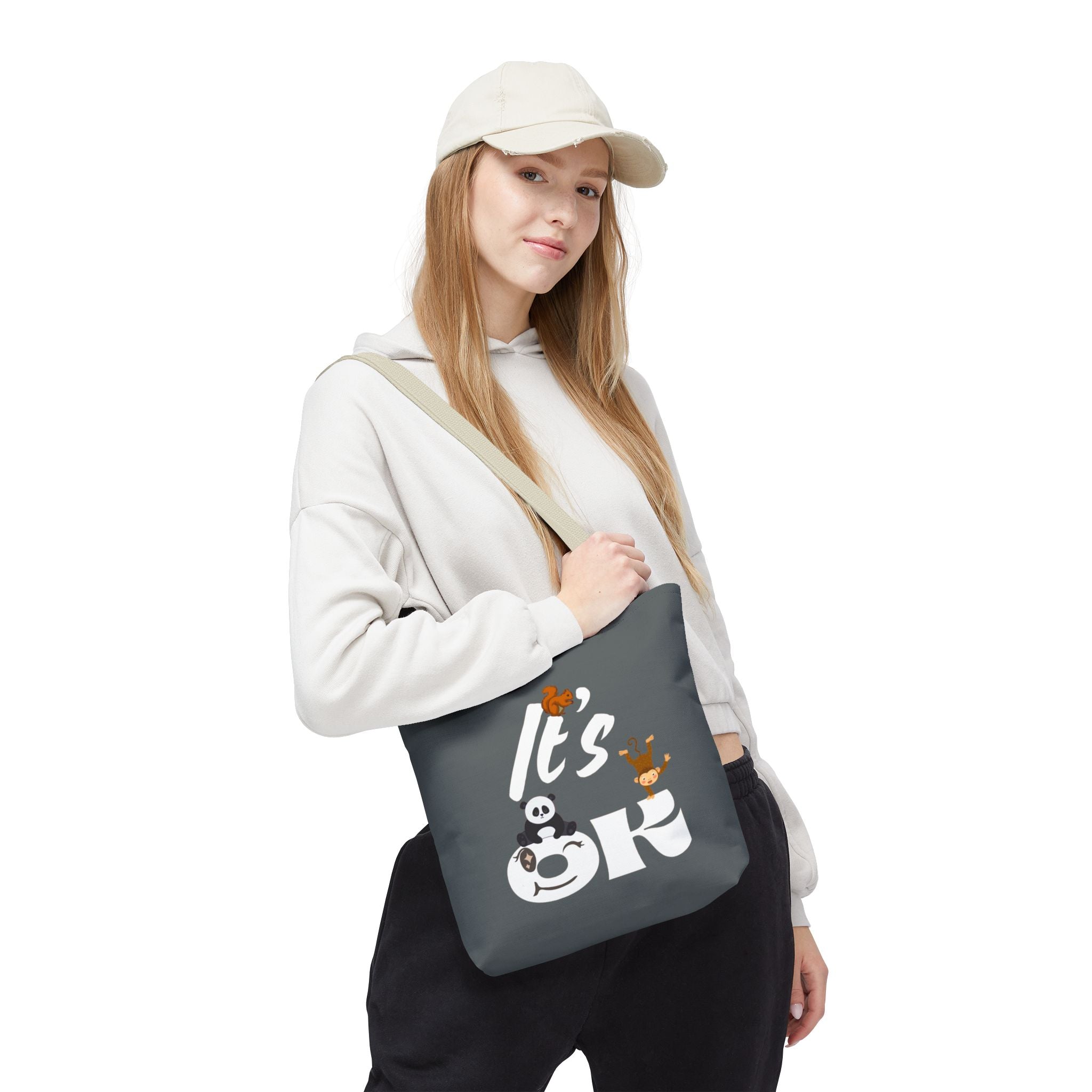 Playful Panda Tote Bag - Perfect for Everyday Use, Eco-Friendly Shopping, Gifts, Travel Accessories, Cute Animal Lovers 13" × 13'' Beige Bags