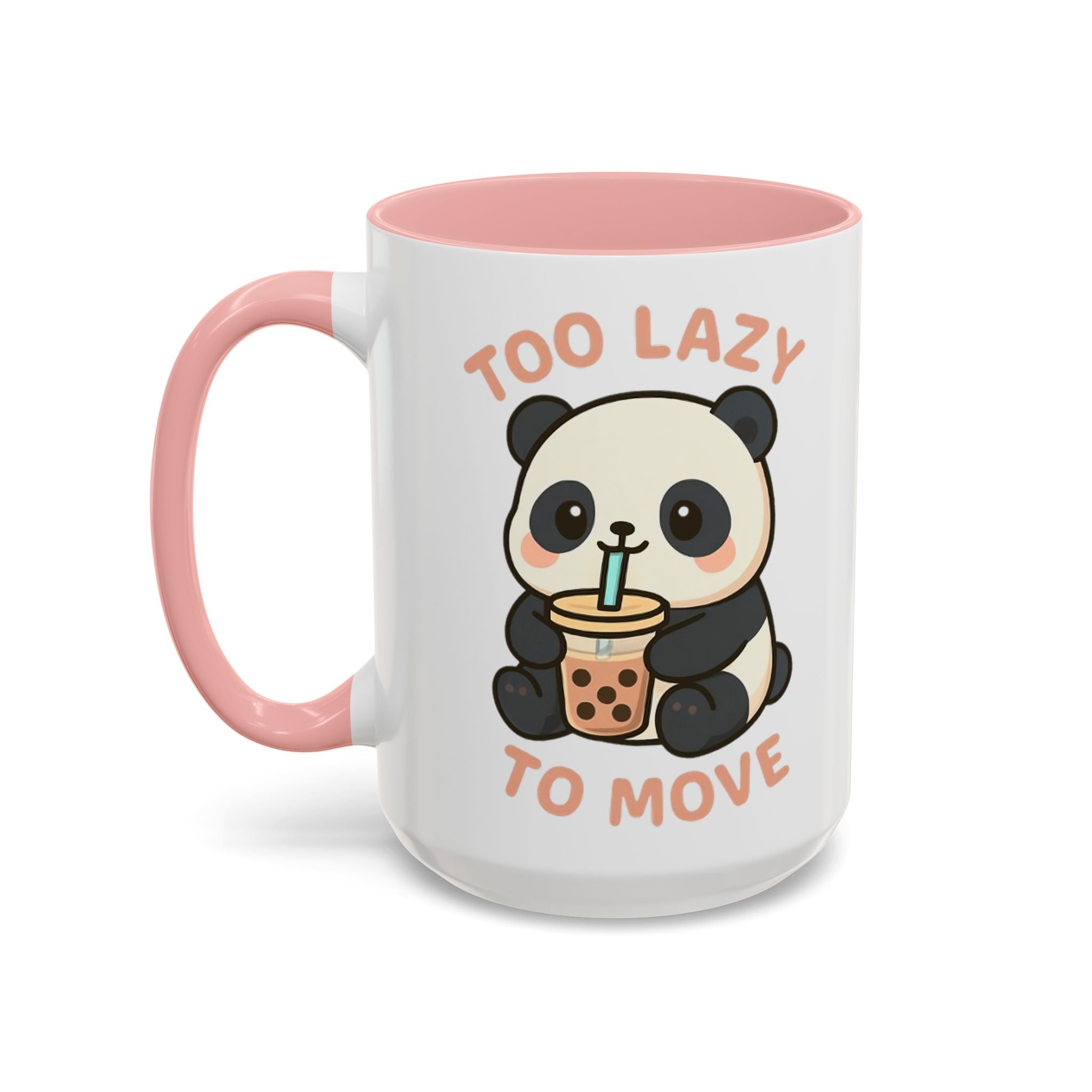Cute Panda Accent Coffee Mug - Too Lazy to Move, Gift for Panda Lovers, Funny Tea Cup, Kawaii Kitchen Decor, Cozy Morning Mug 15oz Orange Mug