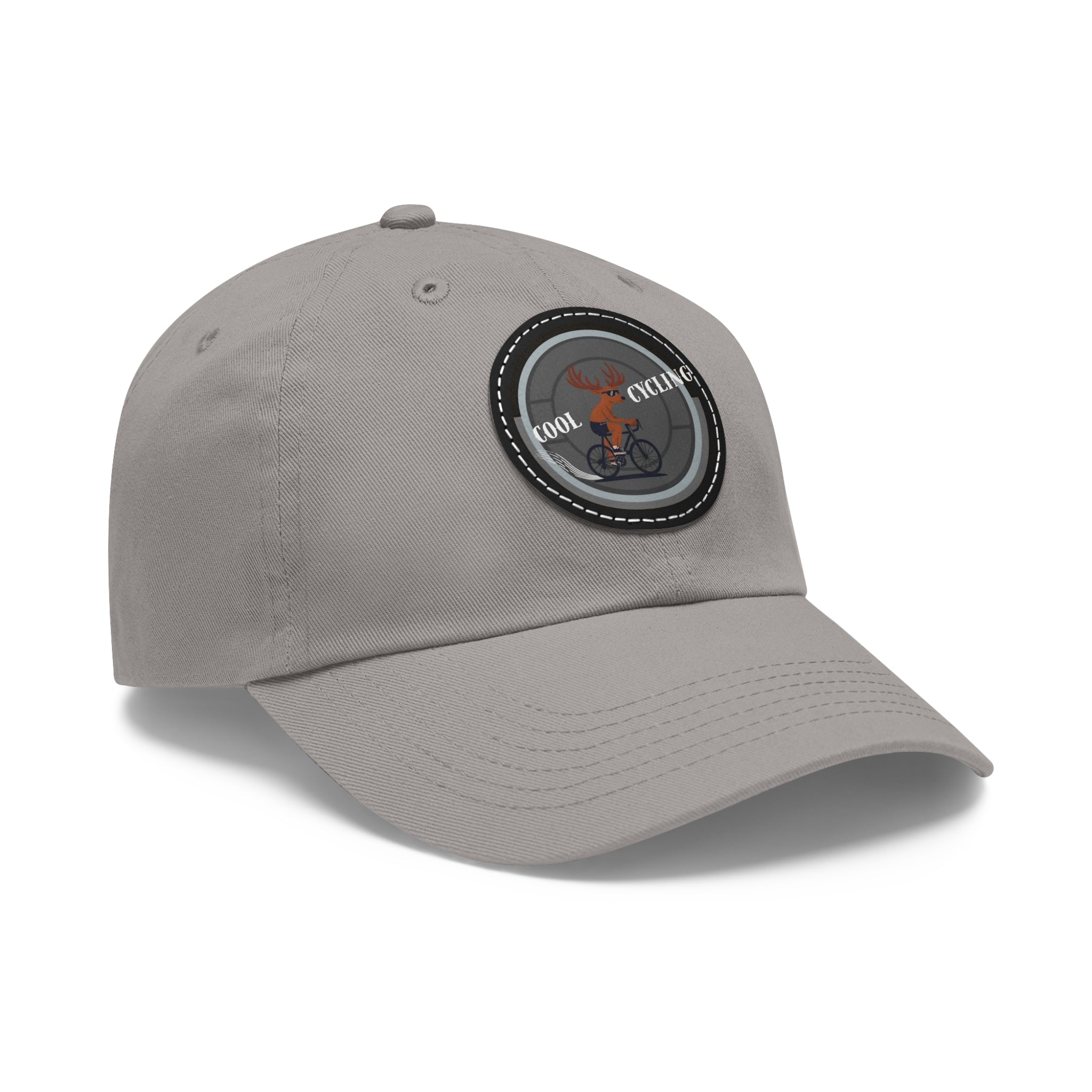 Cool Cycling Dad Hat with Leather Patch, Casual Cap for Cyclists, Gift for Dads, Summer Accessories, Outdoor Gear, Father's Day Gift Grey Grey patch Circle One size Hats