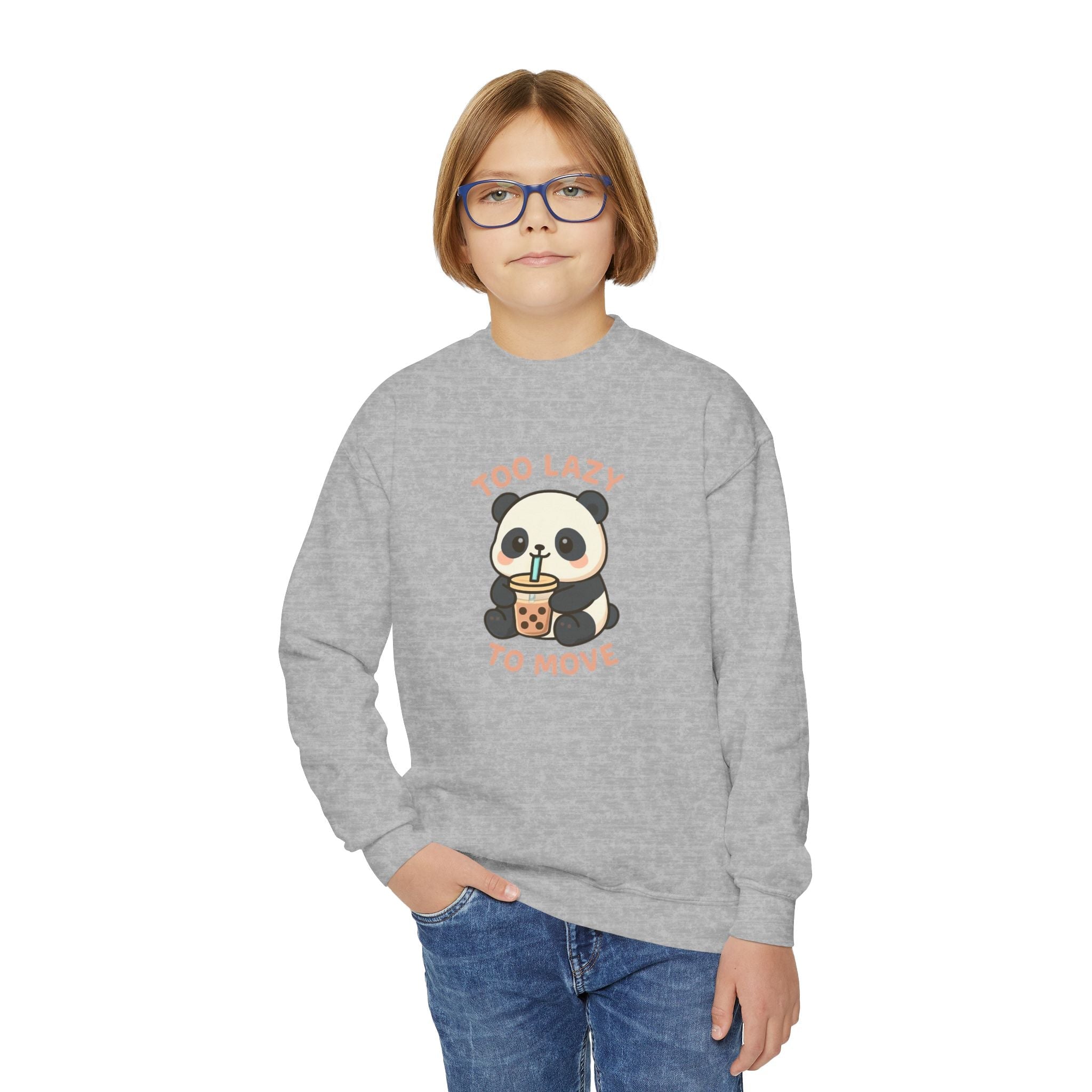Youth Panda Crewneck Sweatshirt, Cute Panda Sweatshirt, Funny Animal Sweatshirt, Kid's Sweatshirt Gift, Cozy Lounge Wear Navy Kids clothes