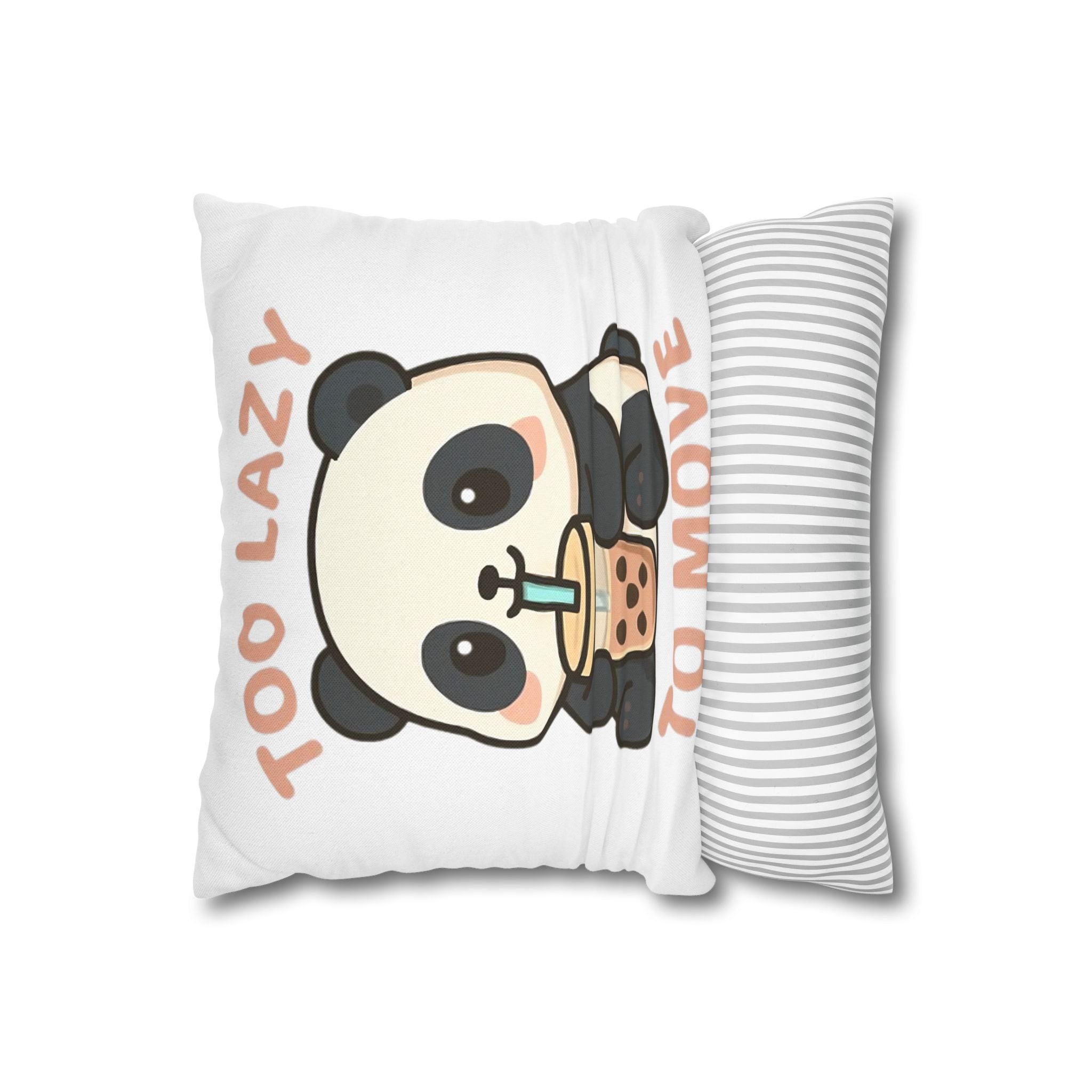 Lazy Panda Pillowcase - Cozy Decor, Cute Gift, Home Accessory, Animal Lover Decor, Funny Bedroom Pillow 20" × 20" Home Decor