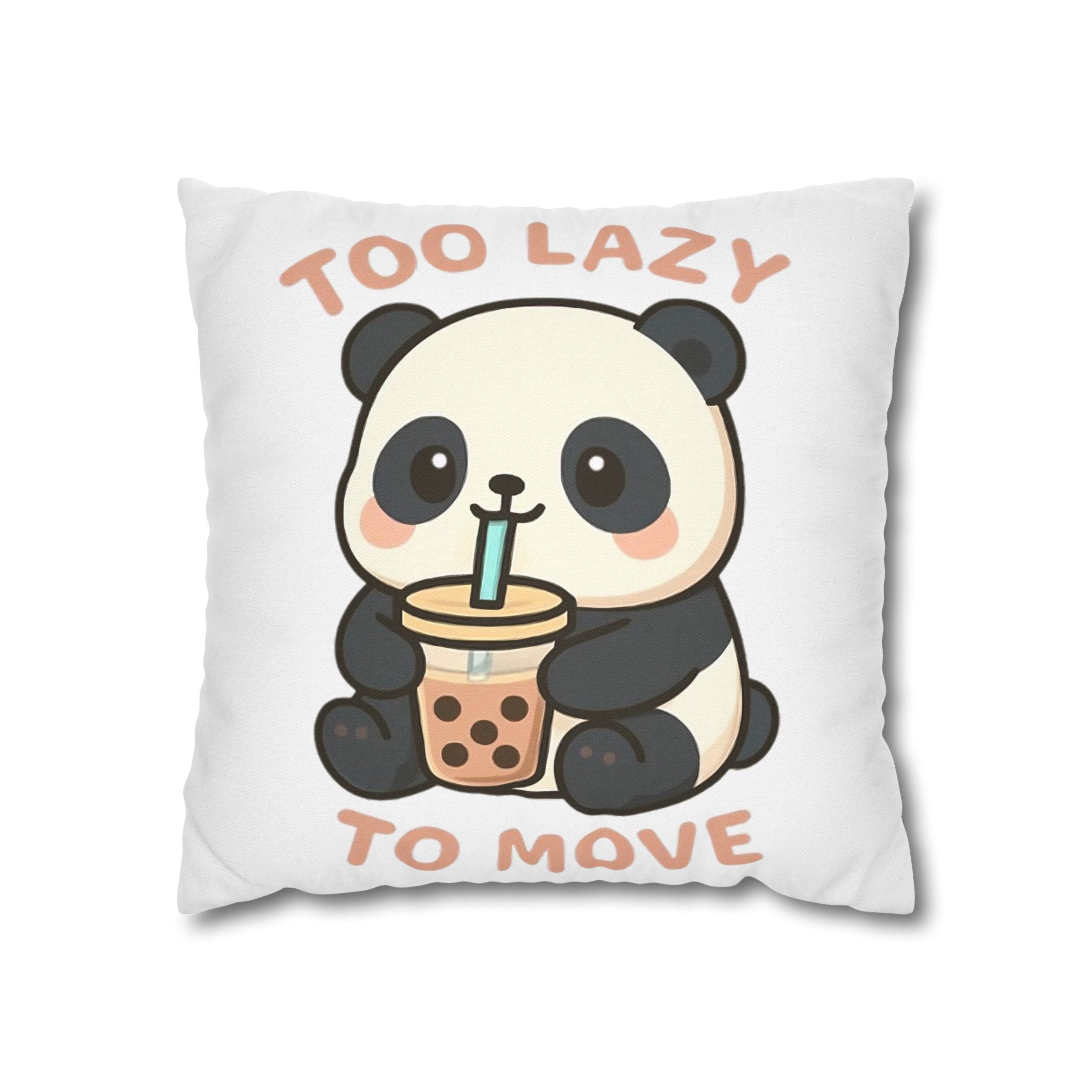 Lazy Panda Pillowcase - Cozy Decor, Cute Gift, Home Accessory, Animal Lover Decor, Funny Bedroom Pillow 16" × 16" Home Decor