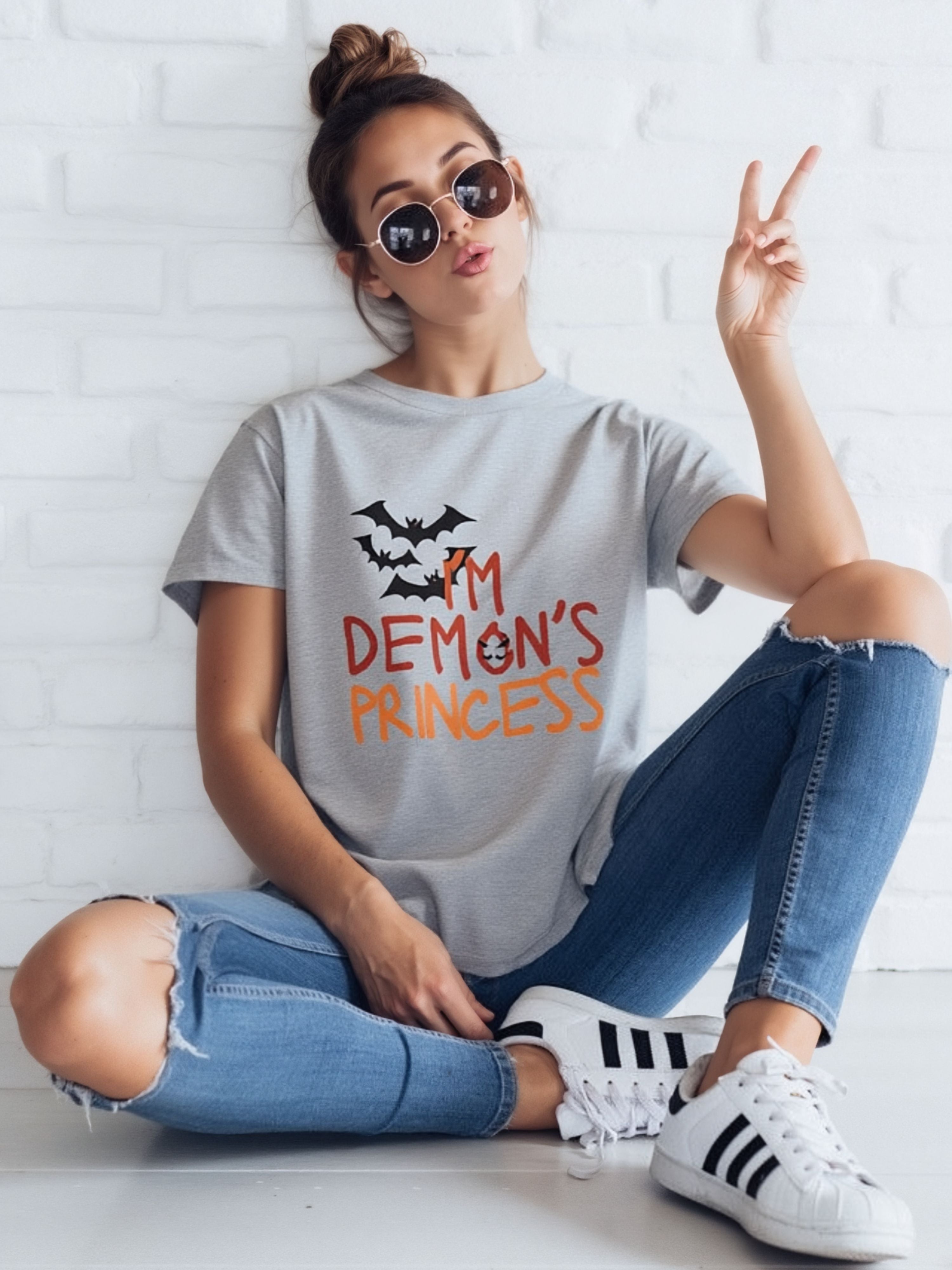 Halloween Unisex Heavy Cotton Tee - I'm Demon's Princess, Spooky Apparel, Party Shirt, Halloween Costume, Fall Outfit Printify
