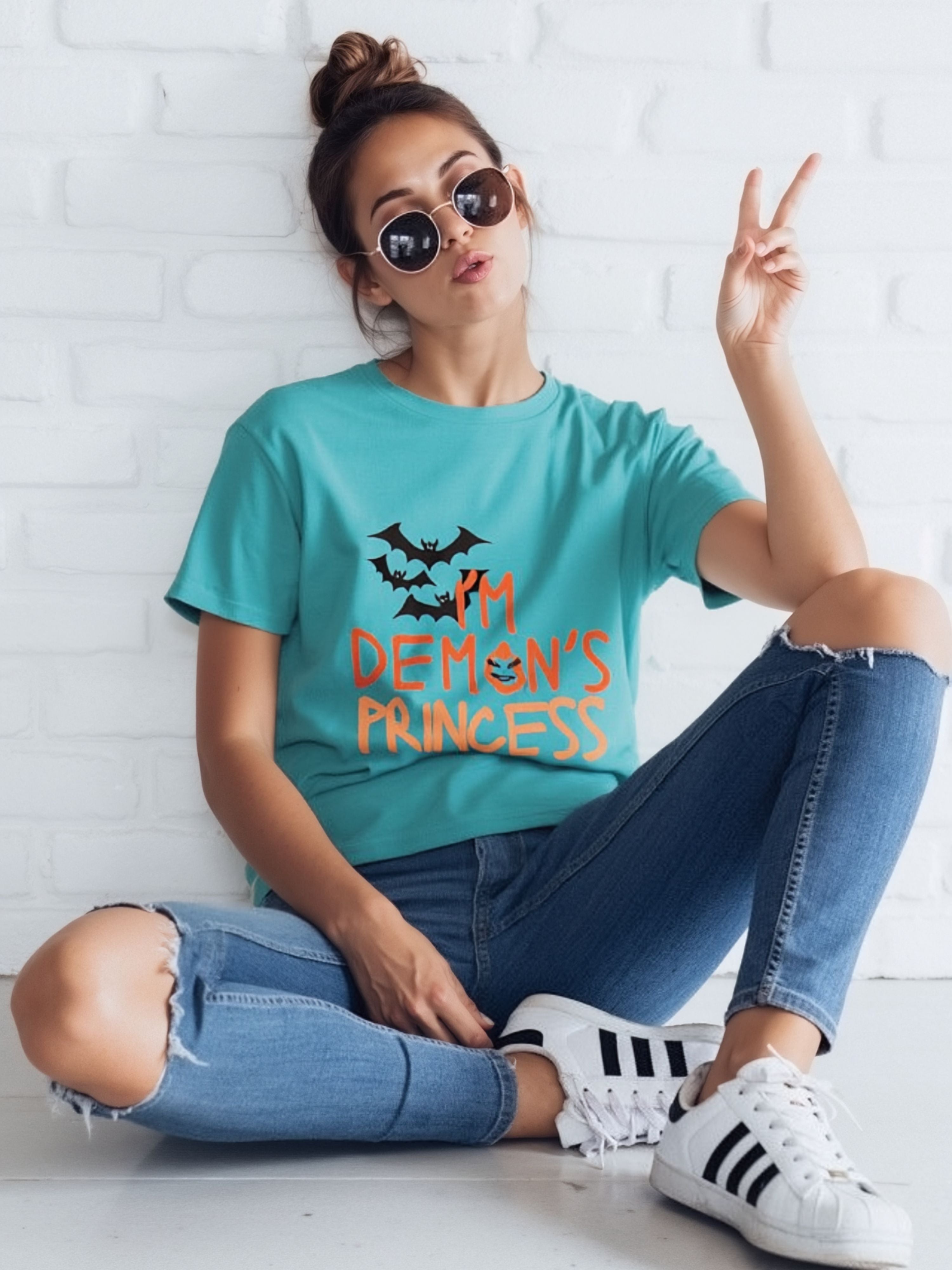Halloween Unisex Heavy Cotton Tee - I'm Demon's Princess, Spooky Apparel, Party Shirt, Halloween Costume, Fall Outfit Printify