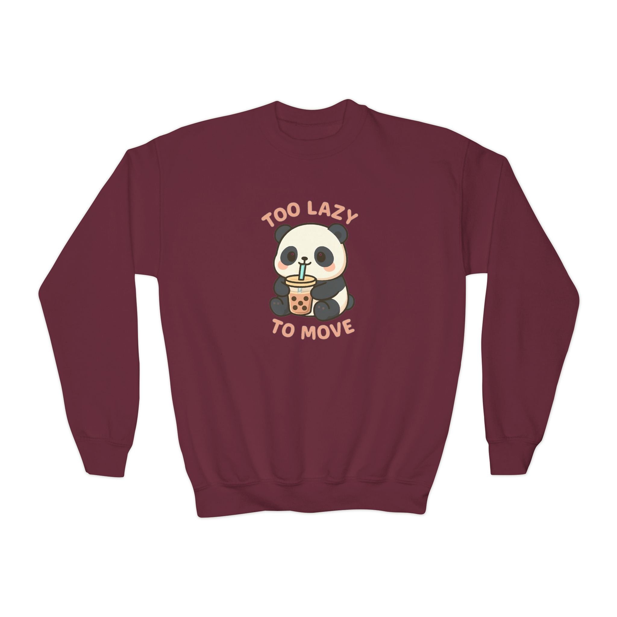 Youth Panda Crewneck Sweatshirt, Cute Panda Sweatshirt, Funny Animal Sweatshirt, Kid's Sweatshirt Gift, Cozy Lounge Wear Maroon Kids clothes