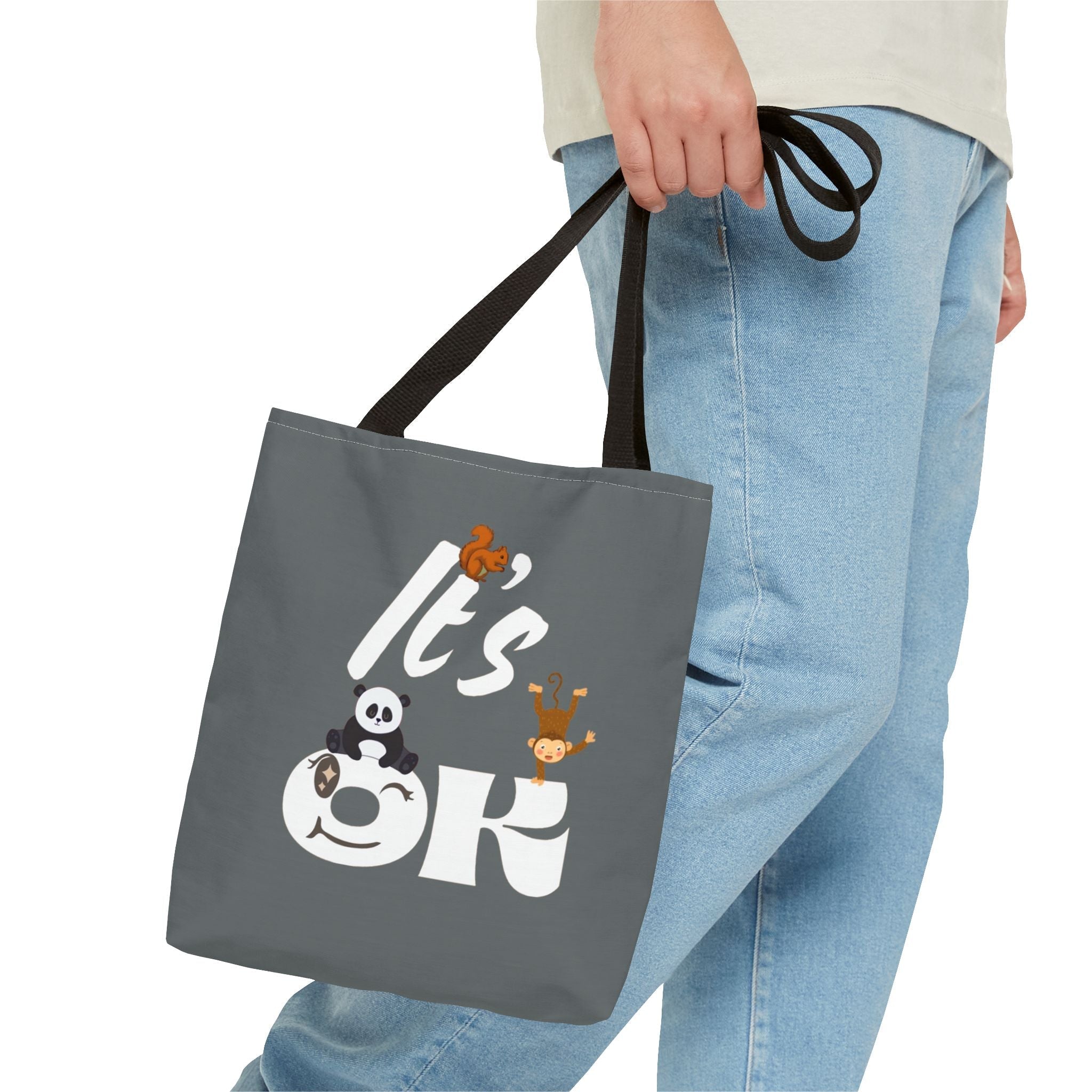 Playful Panda Tote Bag - Perfect for Everyday Use, Eco-Friendly Shopping, Gifts, Travel Accessories, Cute Animal Lovers 13" × 13'' Navy Bags