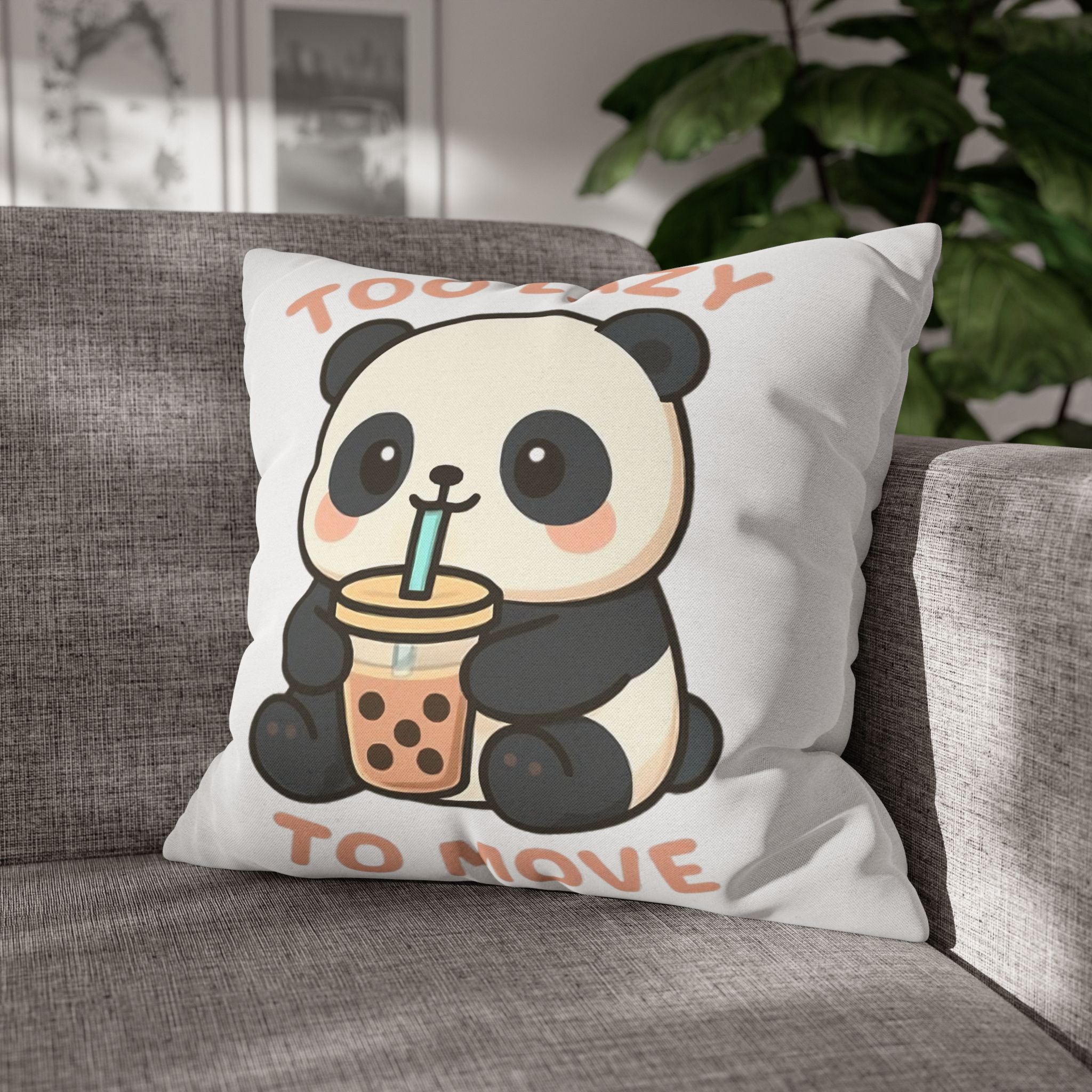 Lazy Panda Pillowcase - Cozy Decor, Cute Gift, Home Accessory, Animal Lover Decor, Funny Bedroom Pillow 20" × 20" Home Decor
