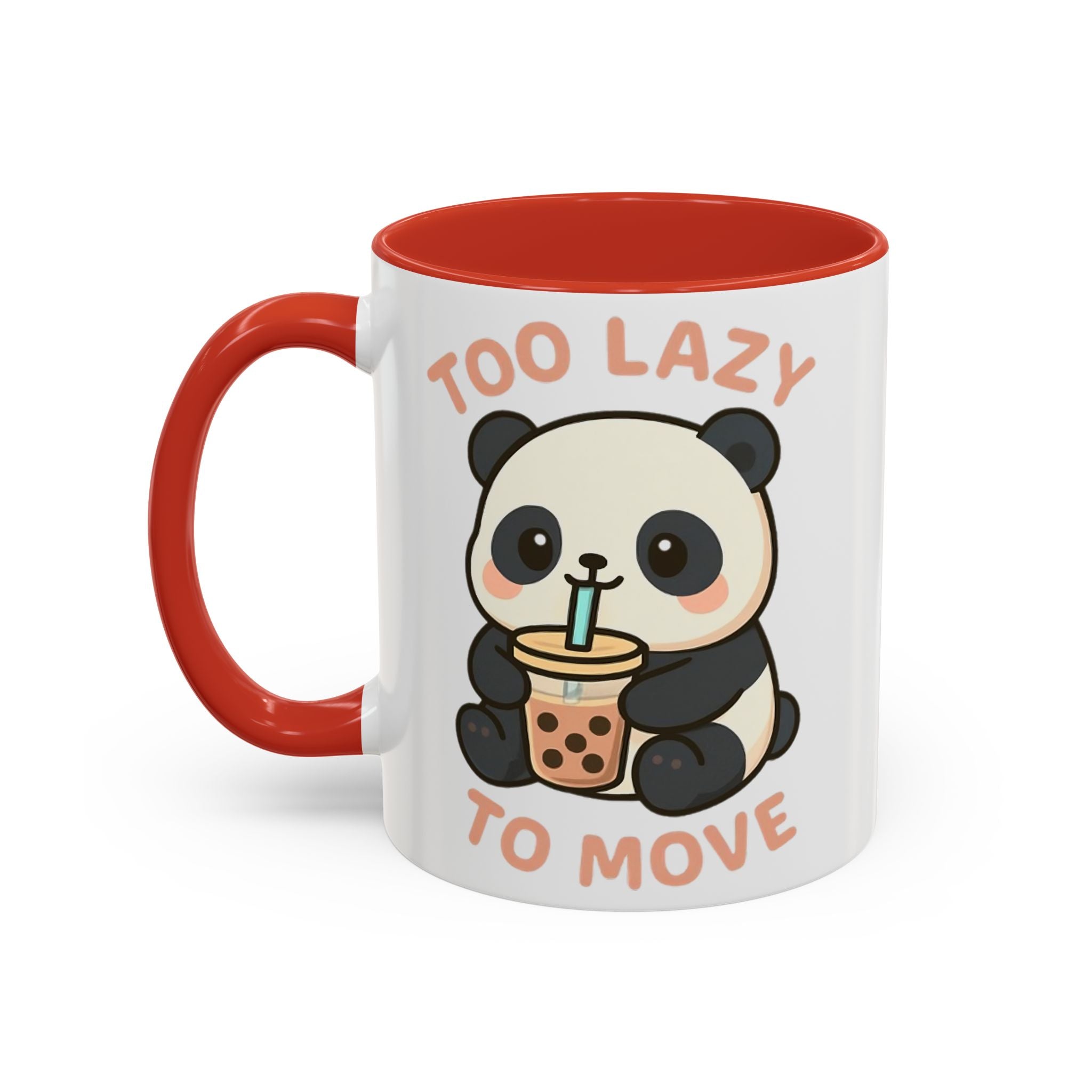 Cute Panda Accent Coffee Mug - Too Lazy to Move, Gift for Panda Lovers, Funny Tea Cup, Kawaii Kitchen Decor, Cozy Morning Mug 15oz Orange Mug