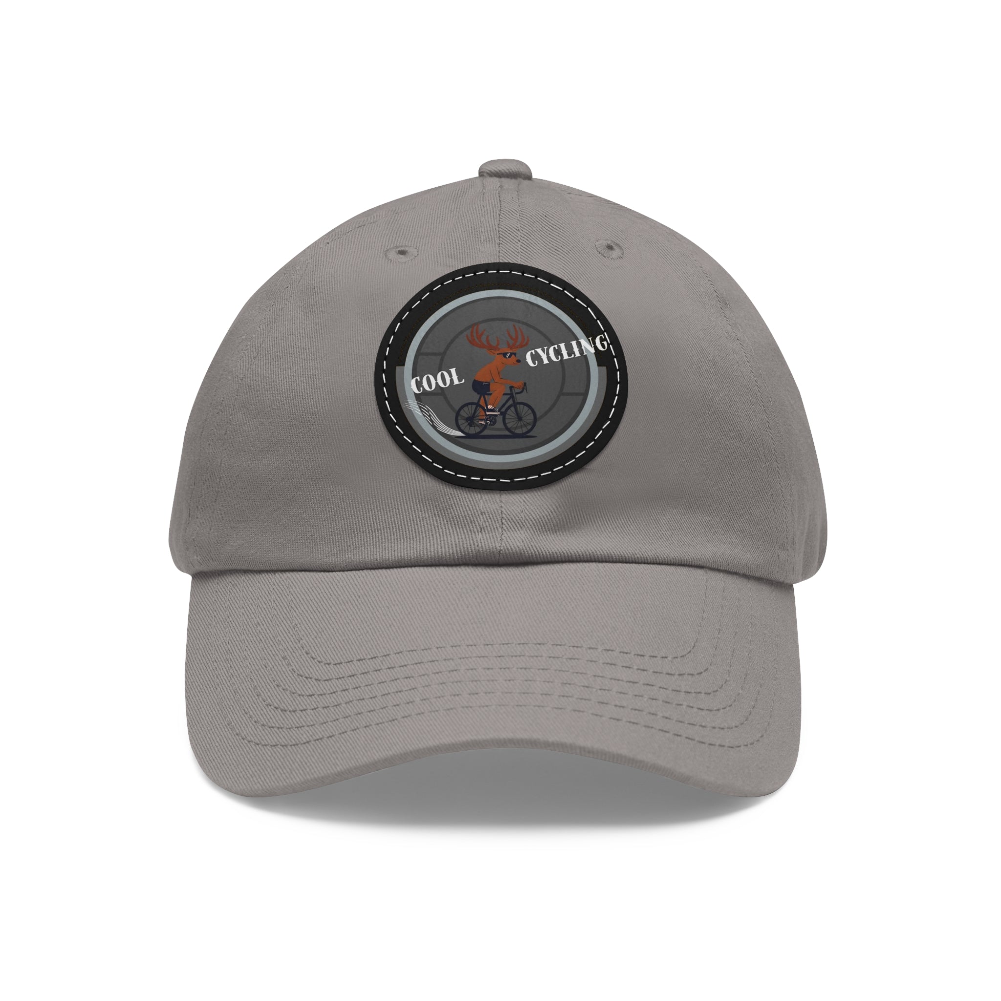 Cool Cycling Dad Hat with Leather Patch, Casual Cap for Cyclists, Gift for Dads, Summer Accessories, Outdoor Gear, Father's Day Gift Grey Grey patch Circle One size Hats