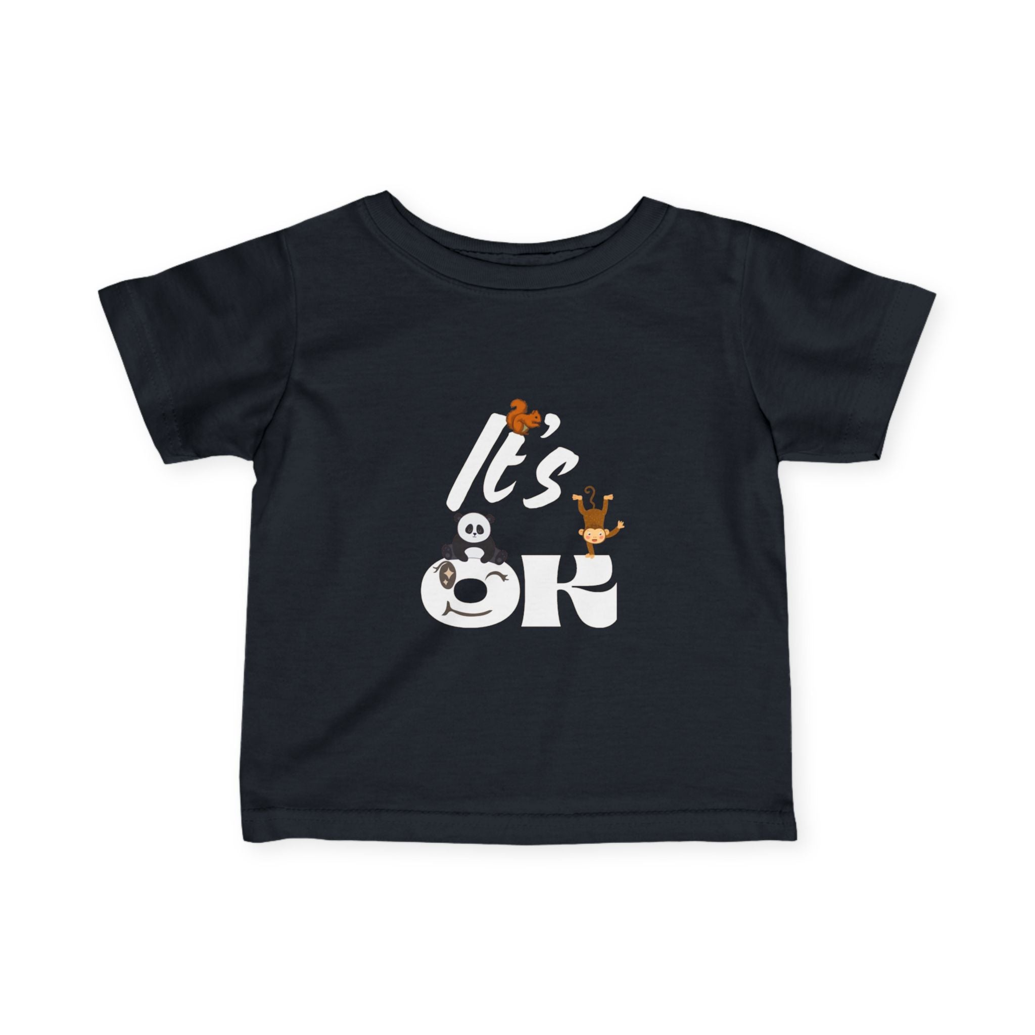Cute Animal Infant Tee, Baby T-Shirt for Toddlers, Fun Playwear, Birthday Gift, Baby Shower Gift, Soft Jersey Tee Black Kids clothes