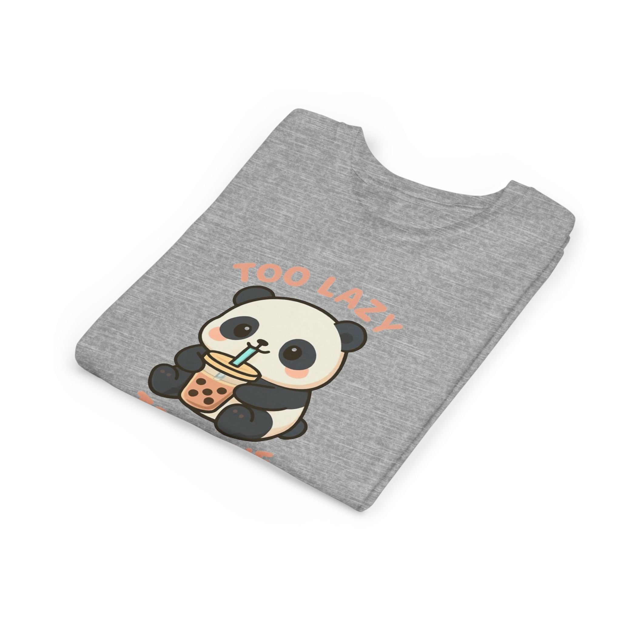 Cute Panda Youth Tee - "Too Lazy To Move" - Fun Casual Wear, Gift for Kids, Animal Lover Shirt, Birthday Present, Summer Outfit Pink Kids clothes