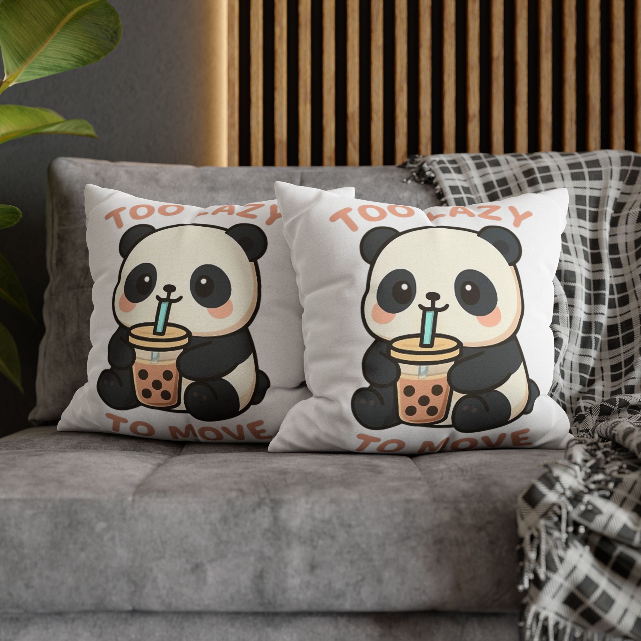 Lazy Panda Pillowcase - Cozy Decor, Cute Gift, Home Accessory, Animal Lover Decor, Funny Bedroom Pillow 20" × 20" Home Decor