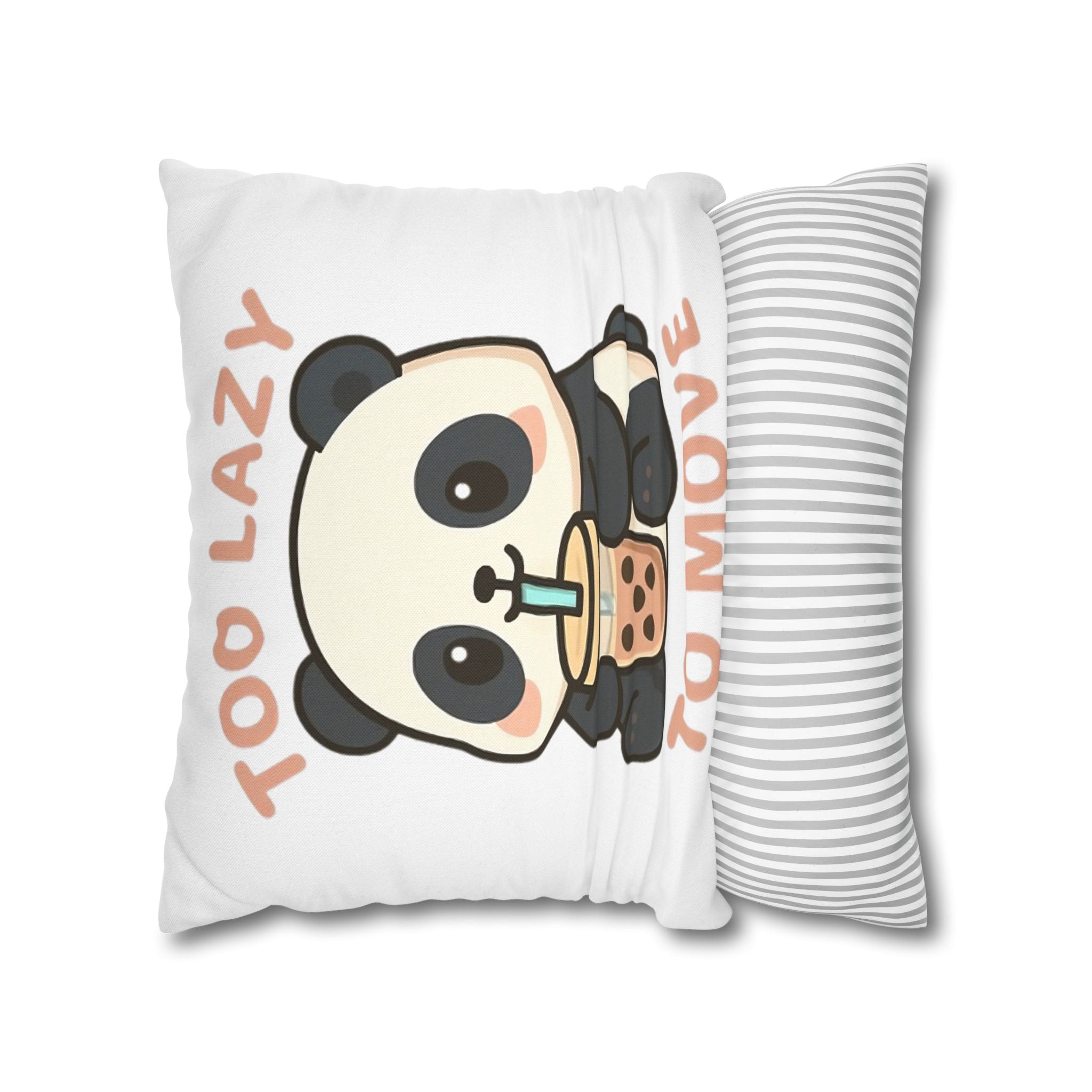 Lazy Panda Pillowcase - Cozy Decor, Cute Gift, Home Accessory, Animal Lover Decor, Funny Bedroom Pillow 20" × 20" Home Decor