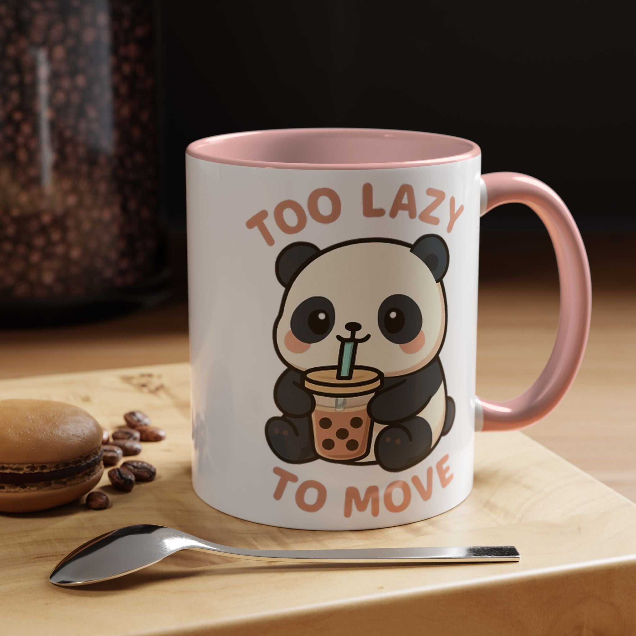 Cute Panda Accent Coffee Mug - Too Lazy to Move, Gift for Panda Lovers, Funny Tea Cup, Kawaii Kitchen Decor, Cozy Morning Mug 15oz Orange Mug