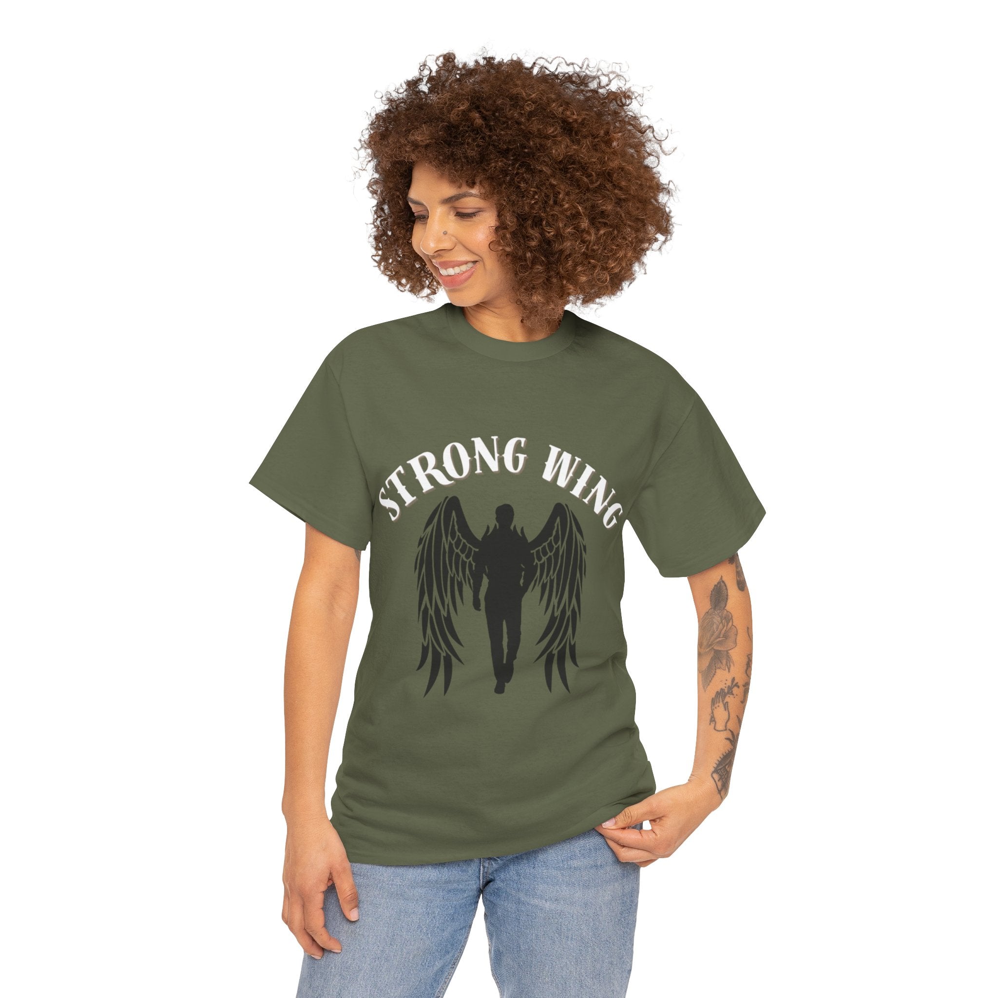 Wing Graphic | Unisex Streetwear T-Shirt – Cool Graphic Tee Military Green T-Shirt