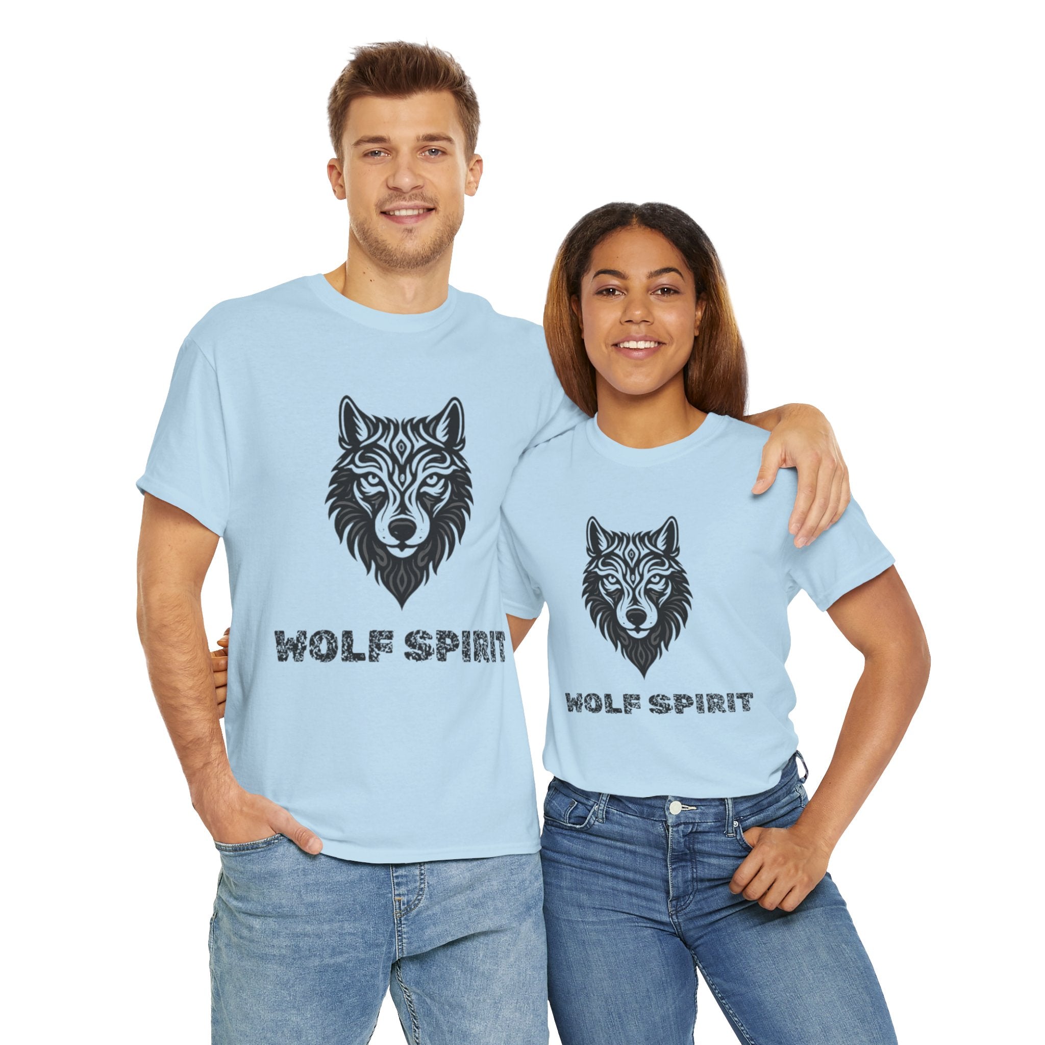 Wolf Graphic Tee – Wolf Spirit T-Shirt for Nature & Animal Lovers Light Blue T-Shirt