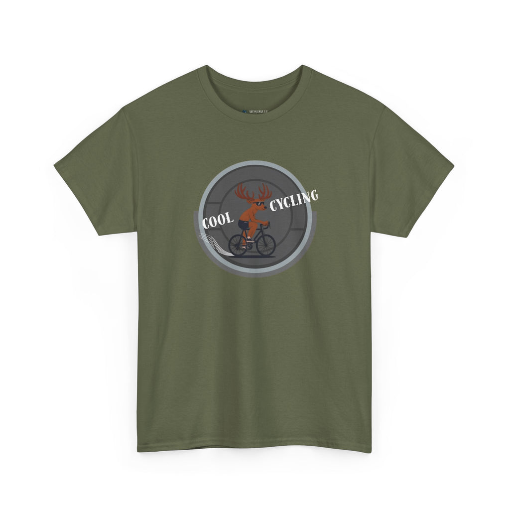 Kool Cycling Tee - Unisex Heavy Cotton, Casual Wear, Biking Gift, Cycling Apparel, Outdoor Activities, Fun Exercise Top Military Green T-Shirt