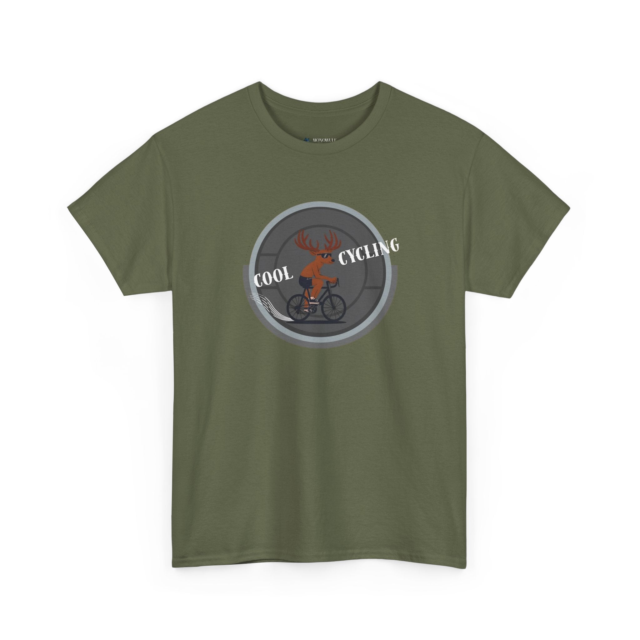 Kool Cycling Tee - Unisex Heavy Cotton, Casual Wear, Biking Gift, Cycling Apparel, Outdoor Activities, Fun Exercise Top Military Green T-Shirt