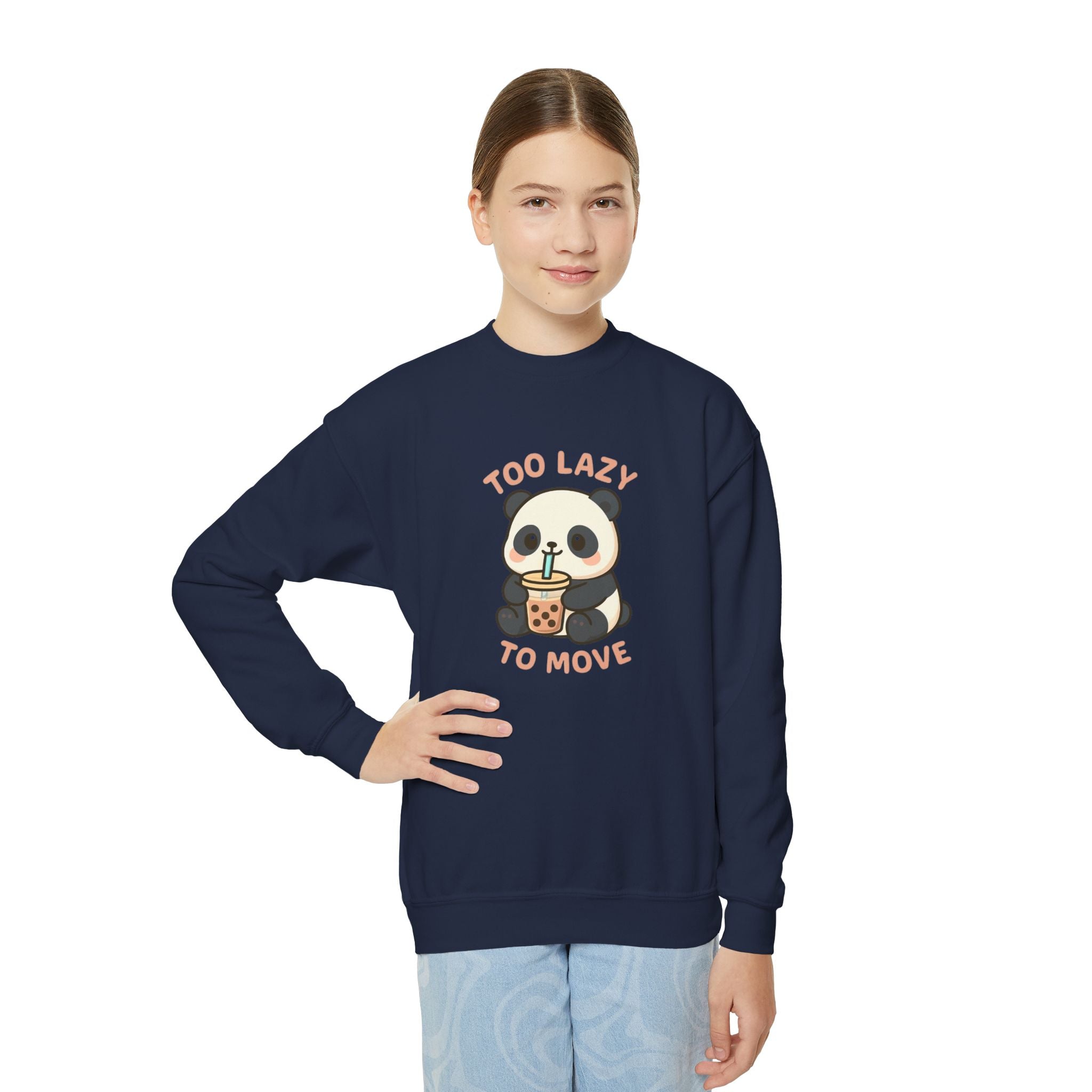 Youth Panda Crewneck Sweatshirt, Cute Panda Sweatshirt, Funny Animal Sweatshirt, Kid's Sweatshirt Gift, Cozy Lounge Wear Navy Kids clothes