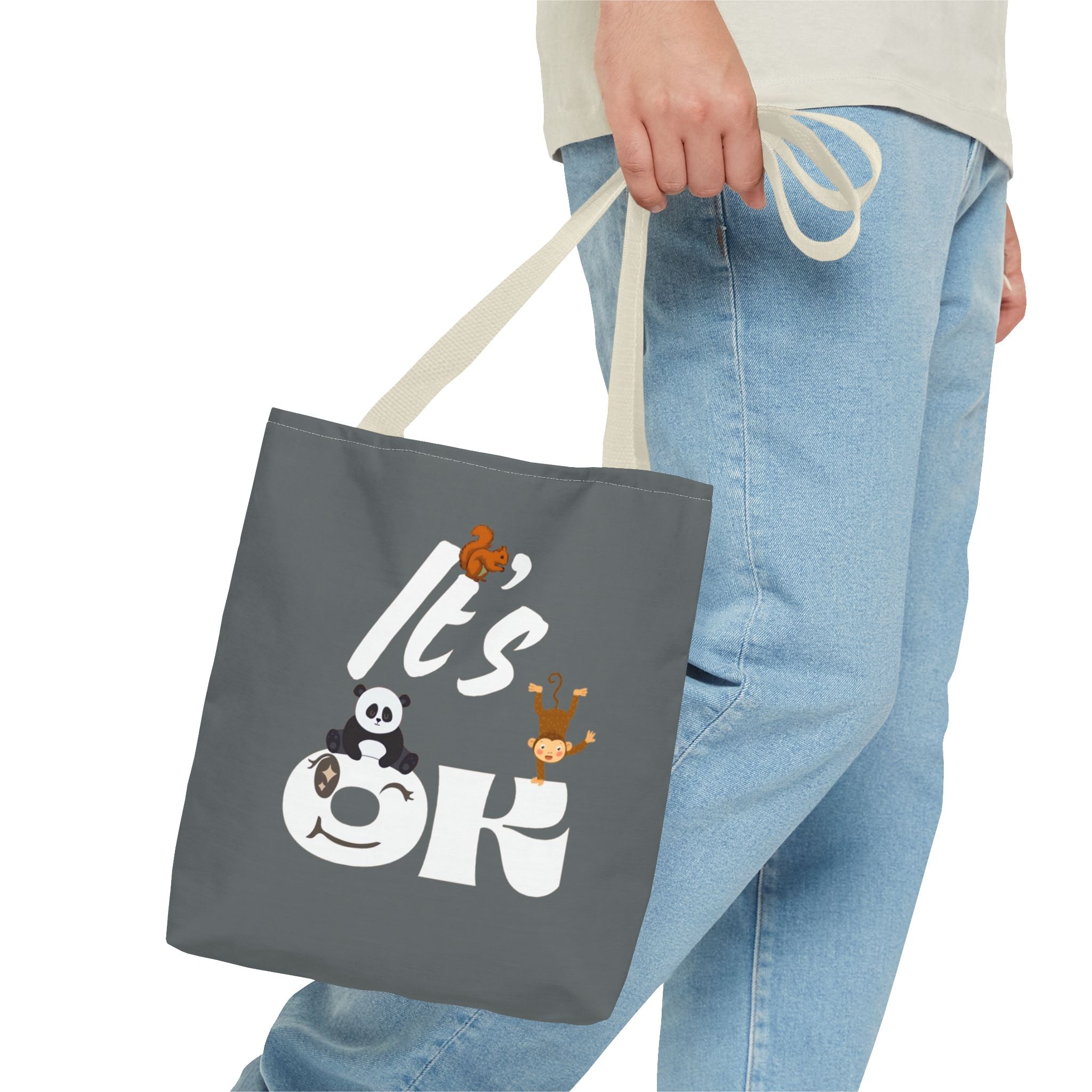 Playful Panda Tote Bag - Perfect for Everyday Use, Eco-Friendly Shopping, Gifts, Travel Accessories, Cute Animal Lovers 13" × 13'' Navy Bags