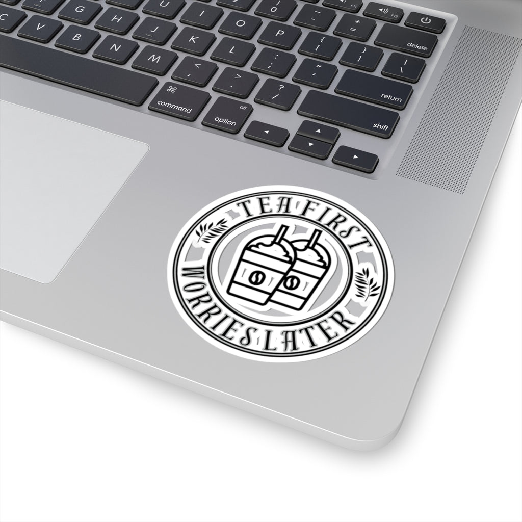 Worries Later Stickers - Funny Vinyl Sticker for Laptops & Journals 3" × 3" White Paper products