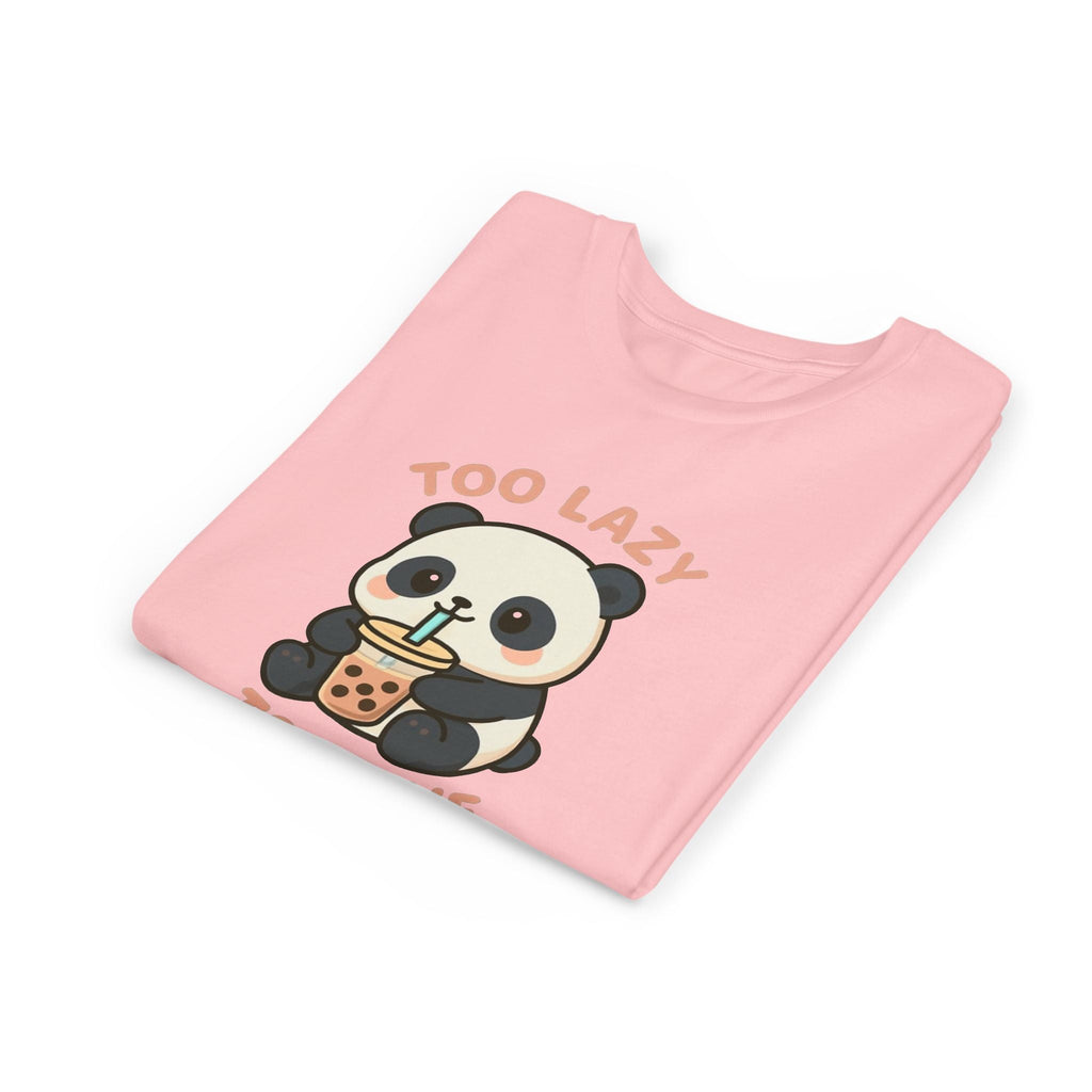Cute Panda Youth Tee - "Too Lazy To Move" - Fun Casual Wear, Gift for Kids, Animal Lover Shirt, Birthday Present, Summer Outfit Pink Kids clothes