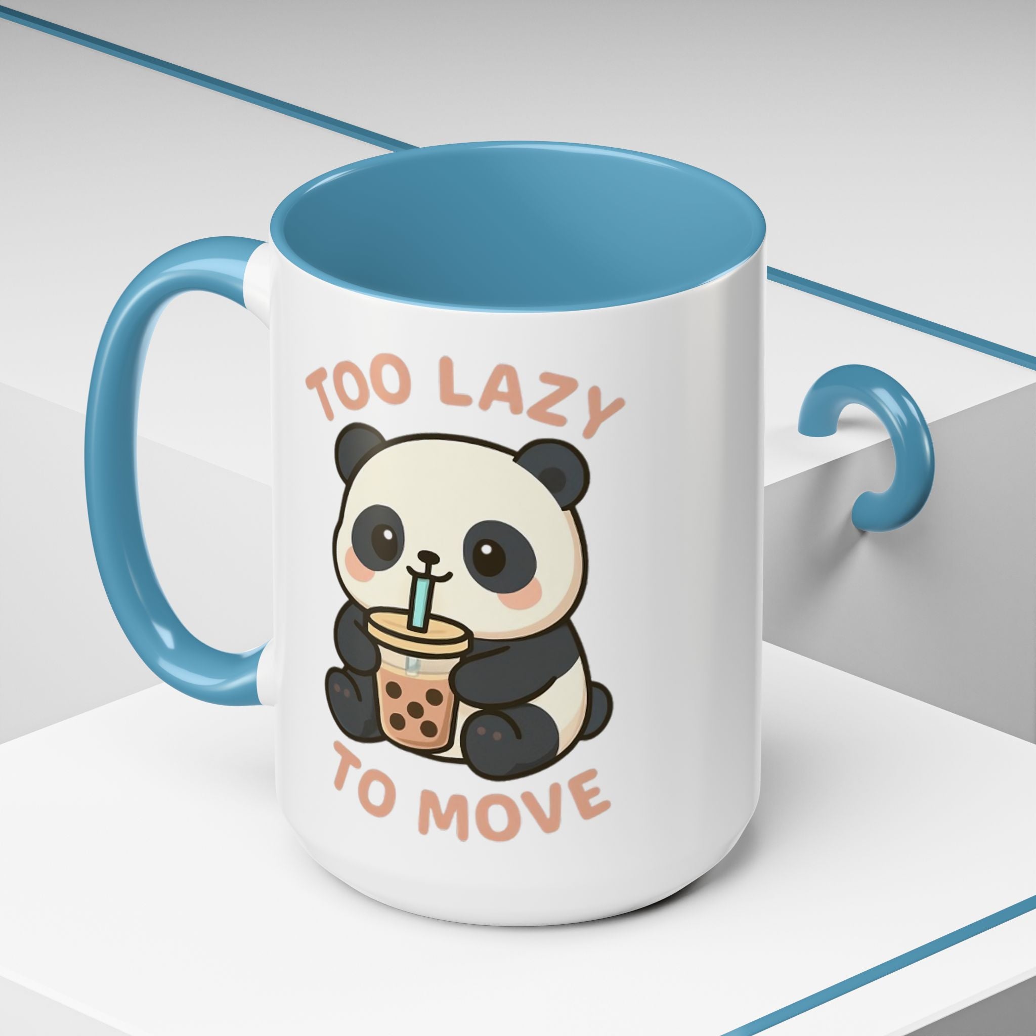 Cute Panda Accent Coffee Mug - Too Lazy to Move, Gift for Panda Lovers, Funny Tea Cup, Kawaii Kitchen Decor, Cozy Morning Mug 15oz Orange Mug