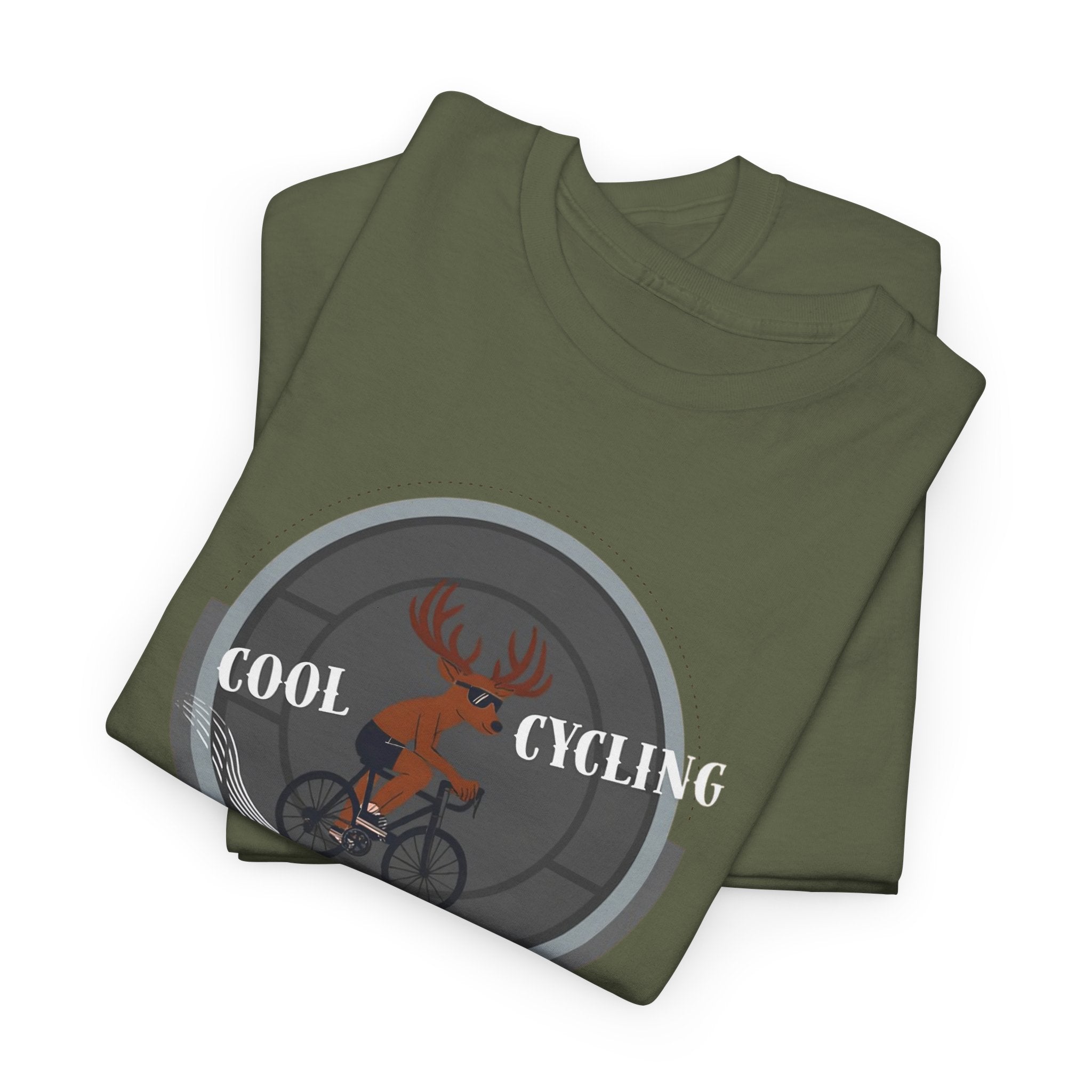 Kool Cycling Tee - Unisex Heavy Cotton, Casual Wear, Biking Gift, Cycling Apparel, Outdoor Activities, Fun Exercise Top Military Green T-Shirt
