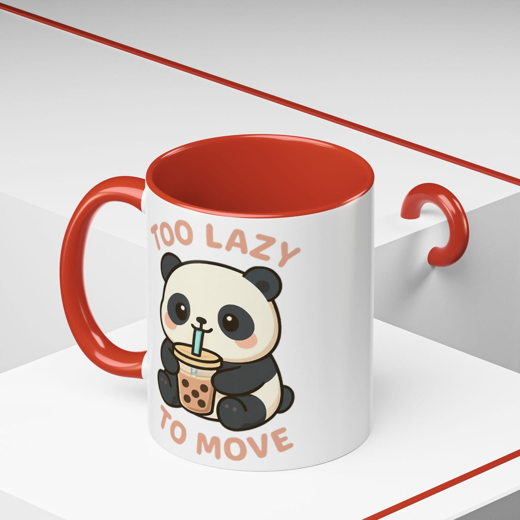Cute Panda Accent Coffee Mug - Too Lazy to Move, Gift for Panda Lovers, Funny Tea Cup, Kawaii Kitchen Decor, Cozy Morning Mug 15oz Orange Mug