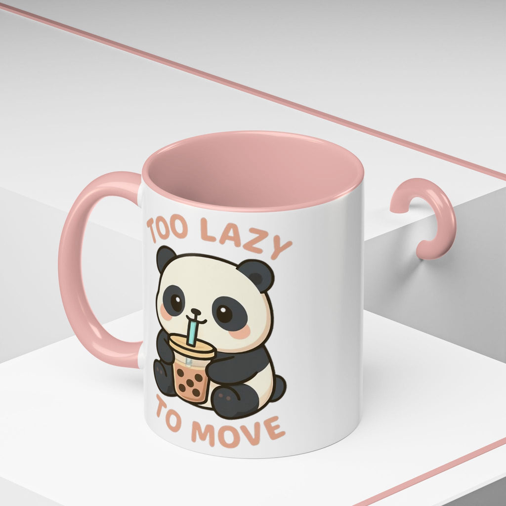 Cute Panda Accent Coffee Mug - Too Lazy to Move, Gift for Panda Lovers, Funny Tea Cup, Kawaii Kitchen Decor, Cozy Morning Mug 15oz Orange Mug