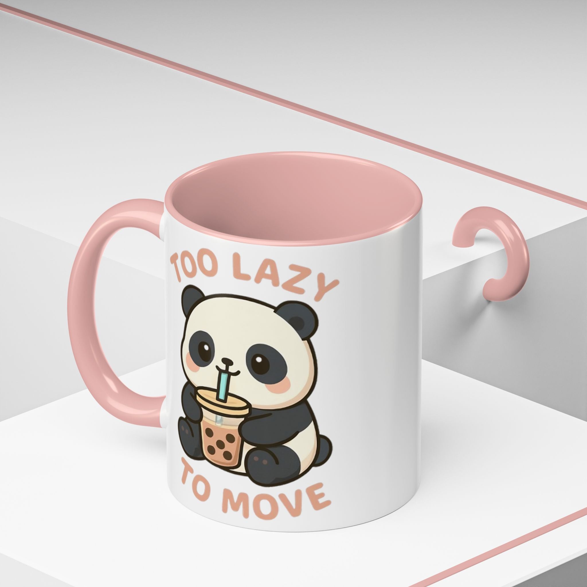 Cute Panda Accent Coffee Mug - Too Lazy to Move, Gift for Panda Lovers, Funny Tea Cup, Kawaii Kitchen Decor, Cozy Morning Mug 15oz Orange Mug