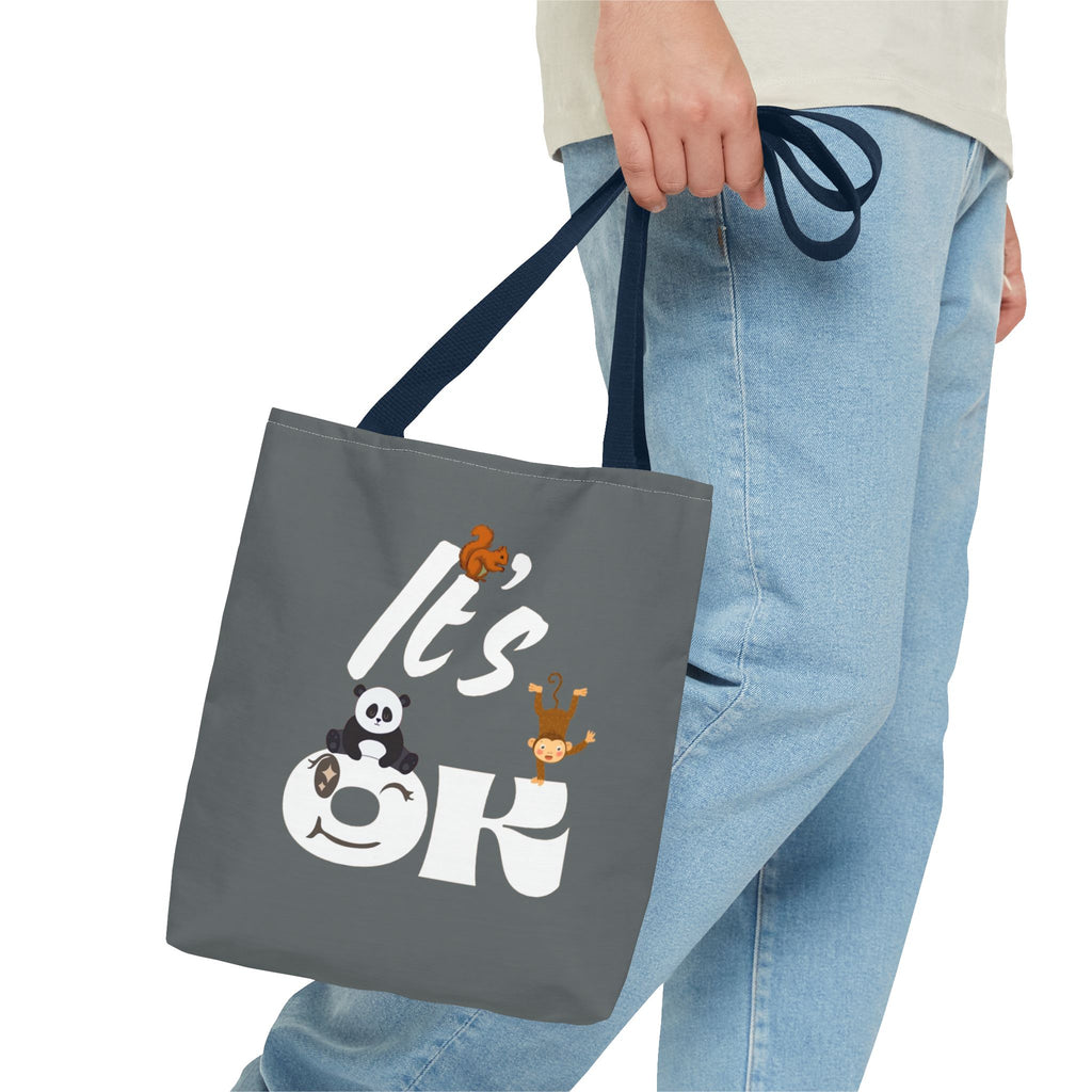 Playful Panda Tote Bag - Perfect for Everyday Use, Eco-Friendly Shopping, Gifts, Travel Accessories, Cute Animal Lovers 13" × 13'' Navy Bags