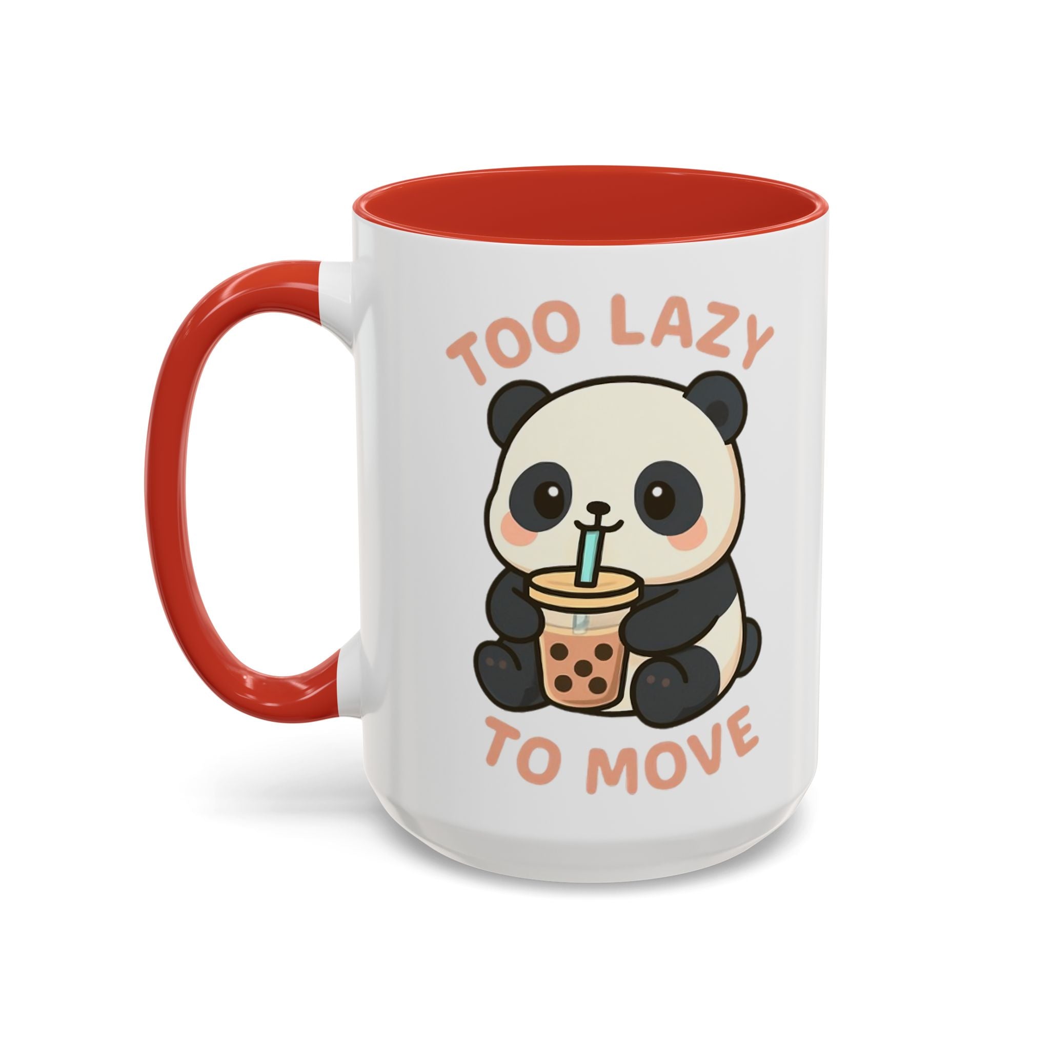 Cute Panda Accent Coffee Mug - Too Lazy to Move, Gift for Panda Lovers, Funny Tea Cup, Kawaii Kitchen Decor, Cozy Morning Mug 15oz Orange Mug