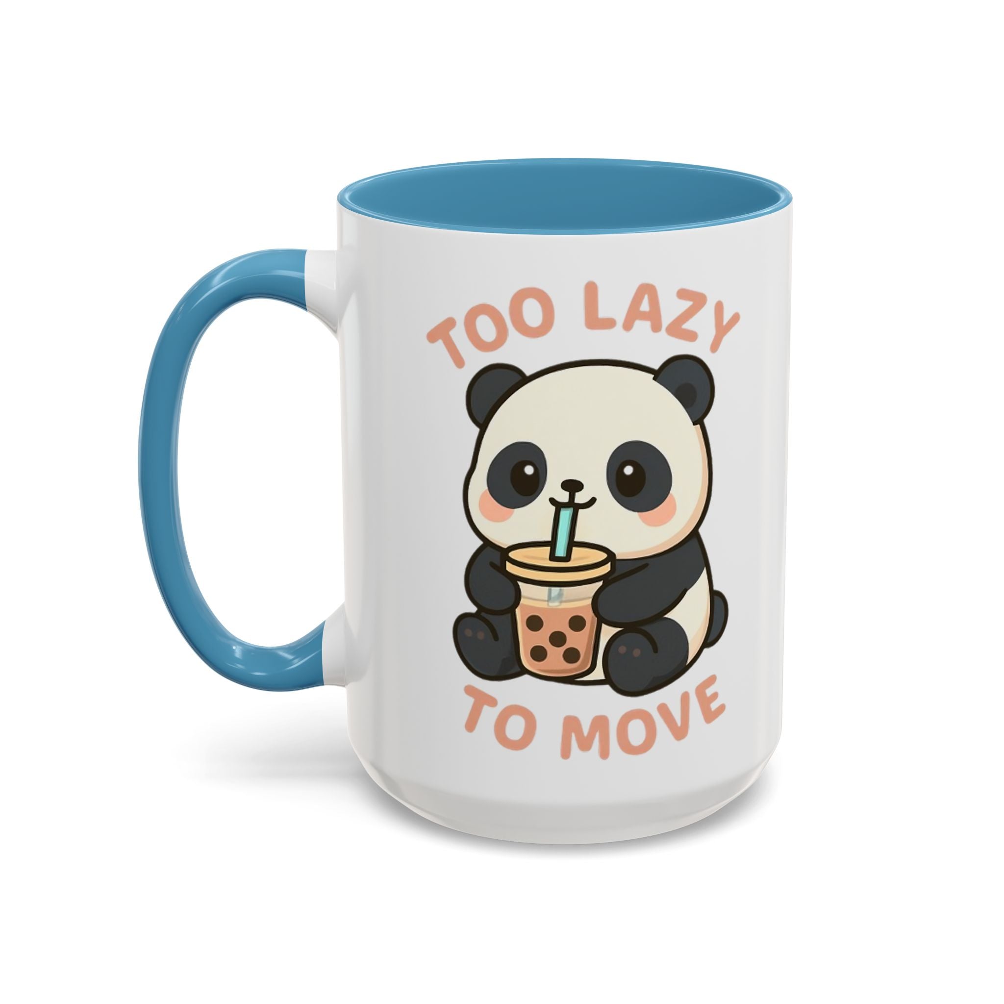 Cute Panda Accent Coffee Mug - Too Lazy to Move, Gift for Panda Lovers, Funny Tea Cup, Kawaii Kitchen Decor, Cozy Morning Mug 15oz Orange Mug