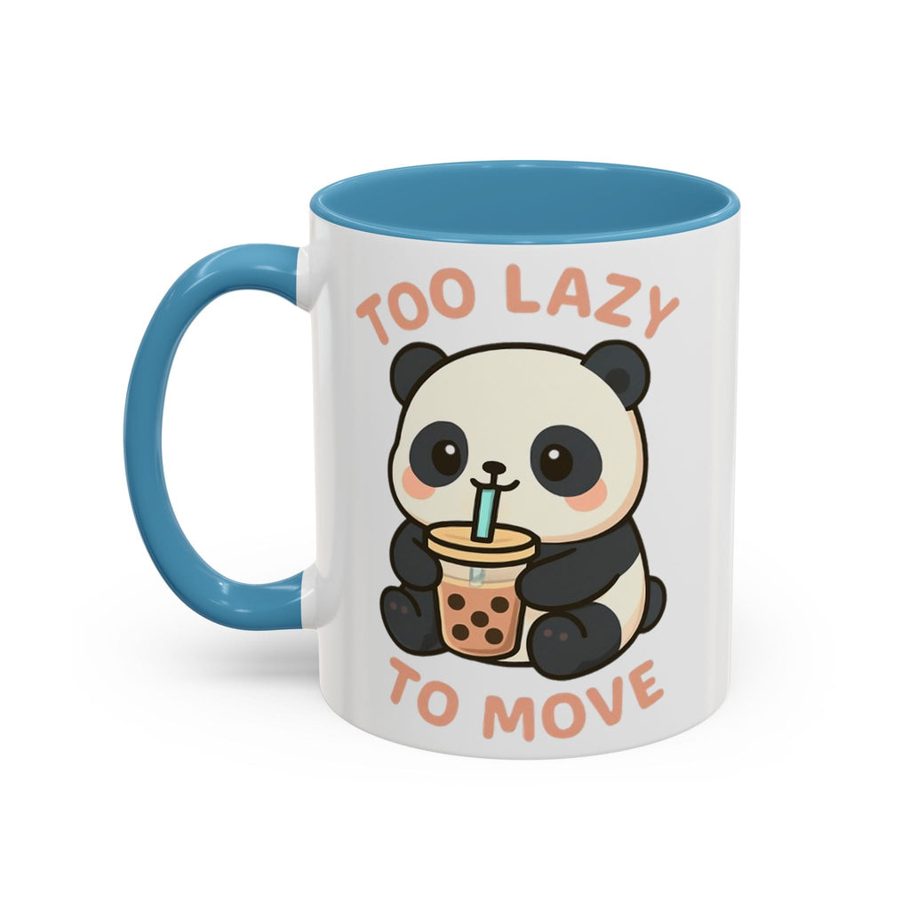 Cute Panda Accent Coffee Mug - Too Lazy to Move, Gift for Panda Lovers, Funny Tea Cup, Kawaii Kitchen Decor, Cozy Morning Mug 15oz Orange Mug