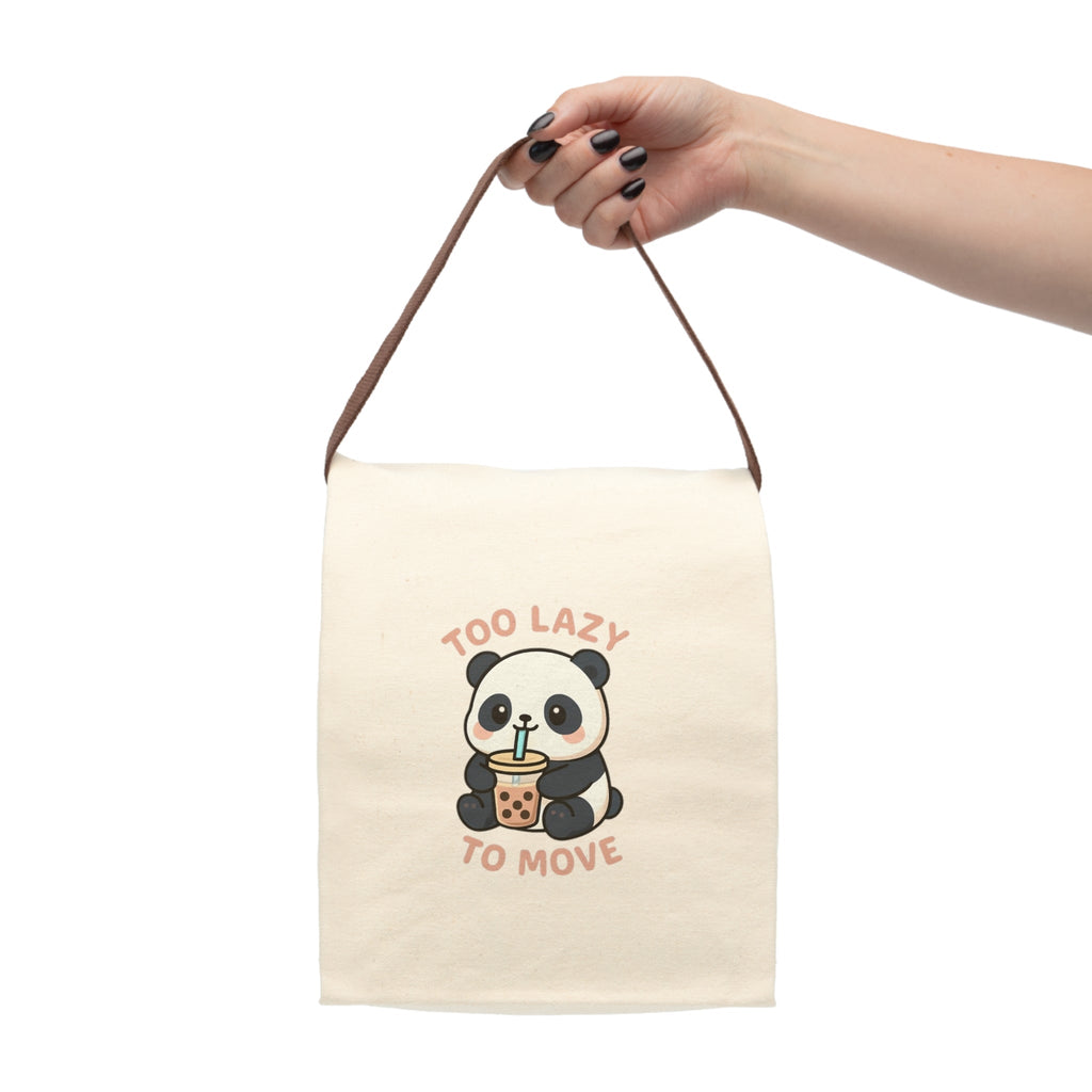 Panda Themed Canvas Lunch Bag 8" x 12.5" x 5.5" Natural Bags