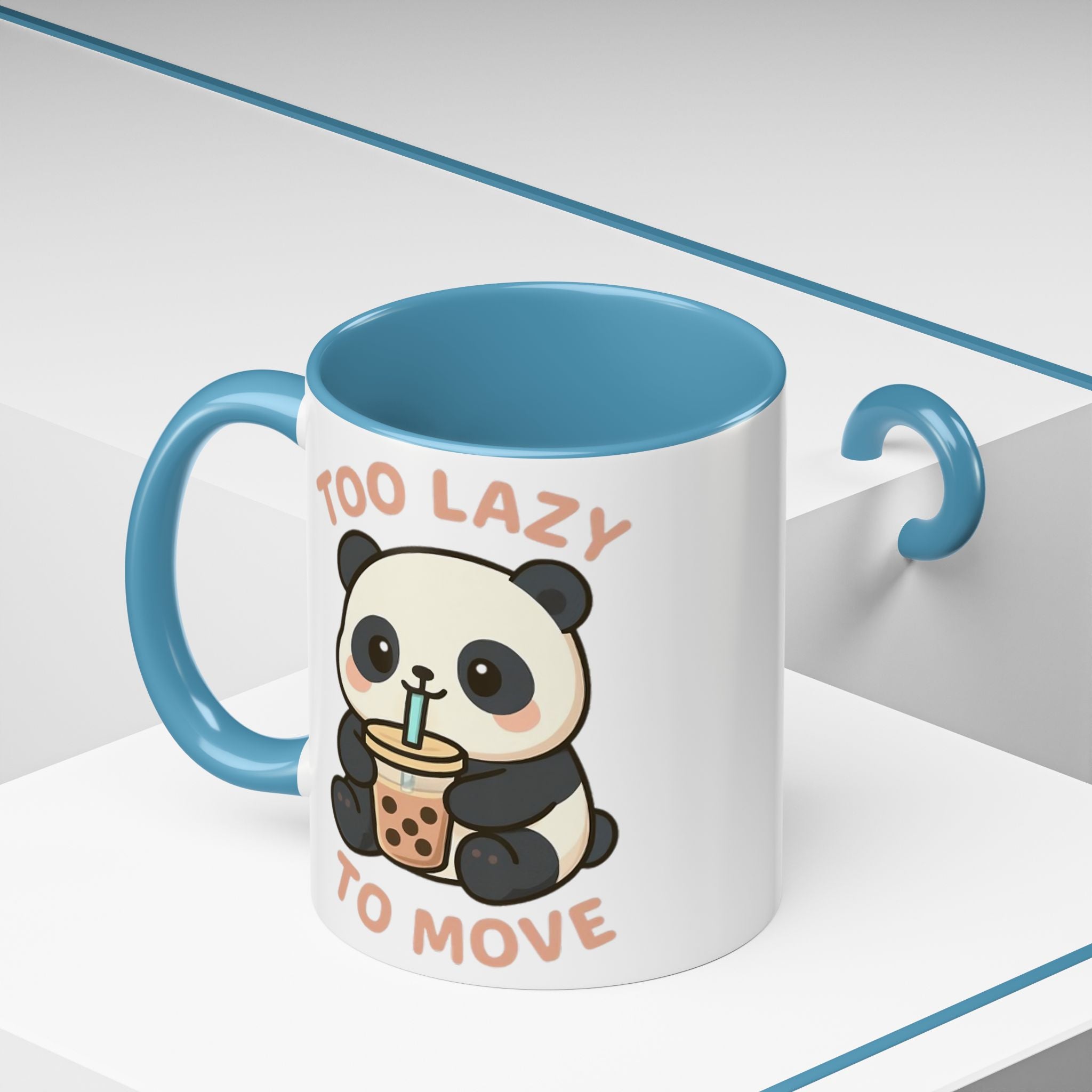 Cute Panda Accent Coffee Mug - Too Lazy to Move, Gift for Panda Lovers, Funny Tea Cup, Kawaii Kitchen Decor, Cozy Morning Mug 15oz Orange Mug