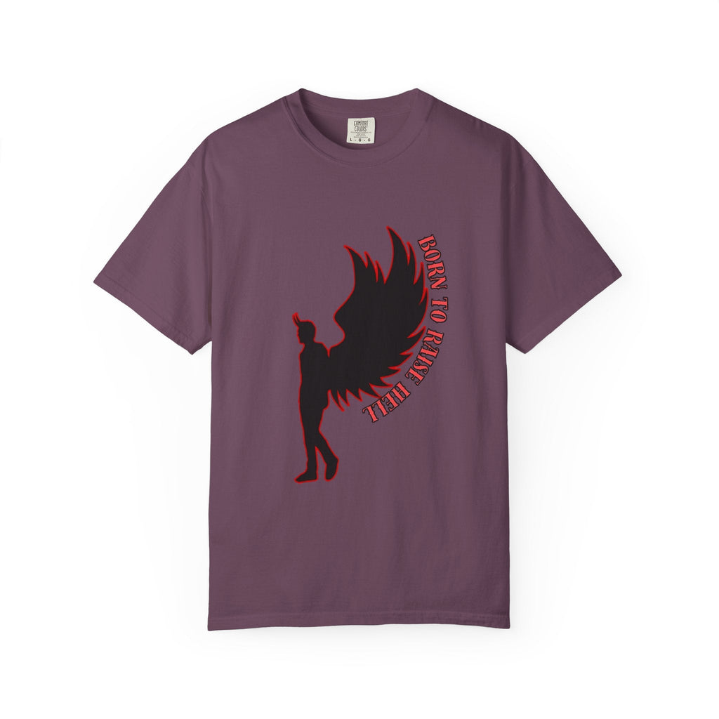 Devil Wings Unisex T-shirt - Born to Raise Hell Design Berry T-Shirt