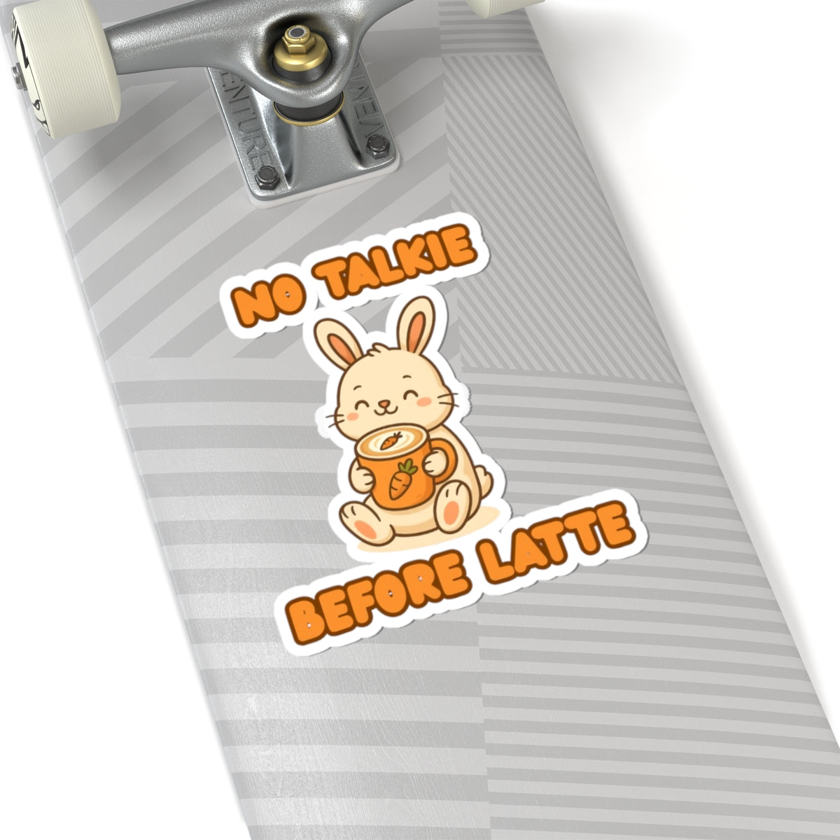 Cute Bunny Sticker - "No Talkie Before Latte" 2" × 2" White Paper products