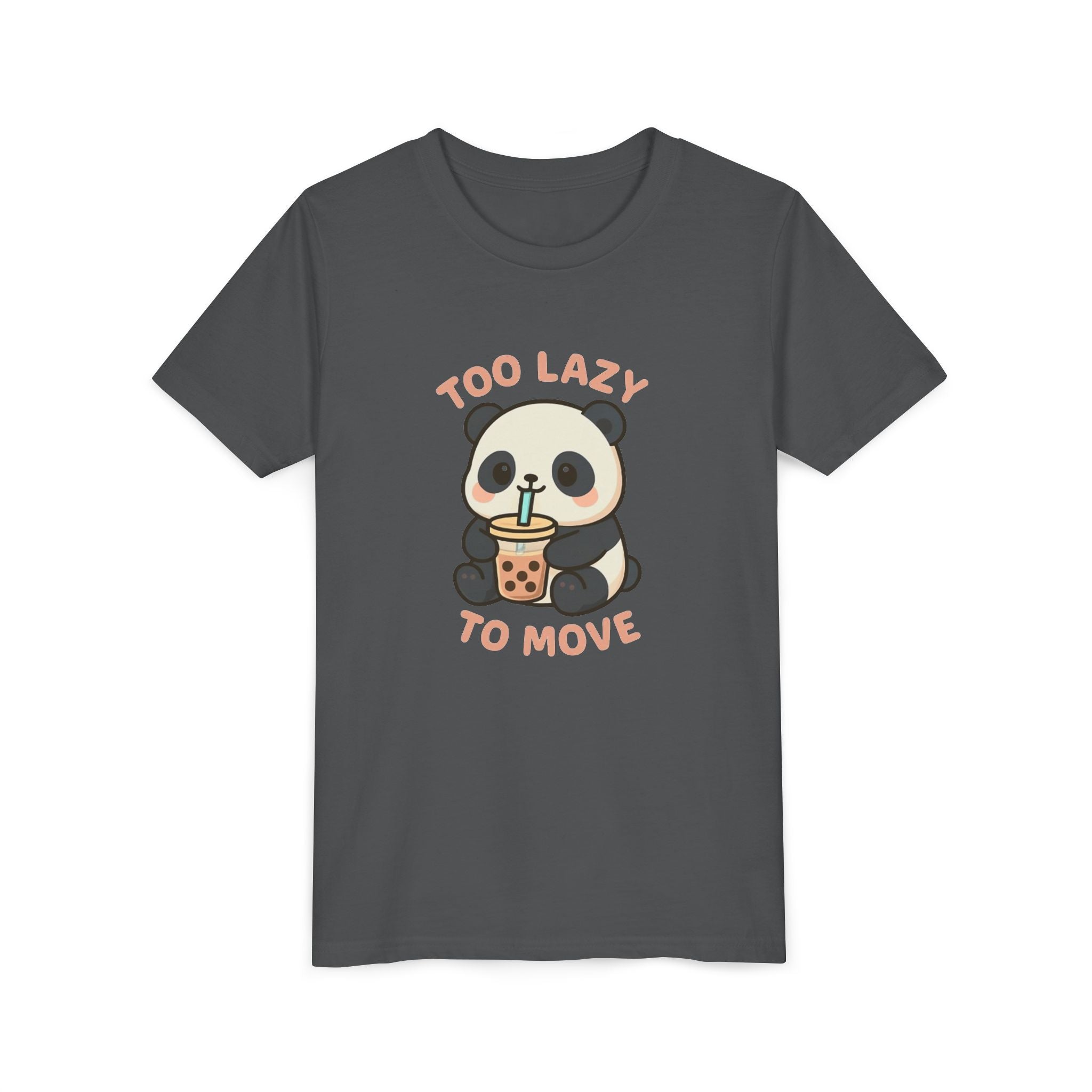 Cute Panda Youth Tee - "Too Lazy To Move" - Fun Casual Wear, Gift for Kids, Animal Lover Shirt, Birthday Present, Summer Outfit Asphalt Kids clothes