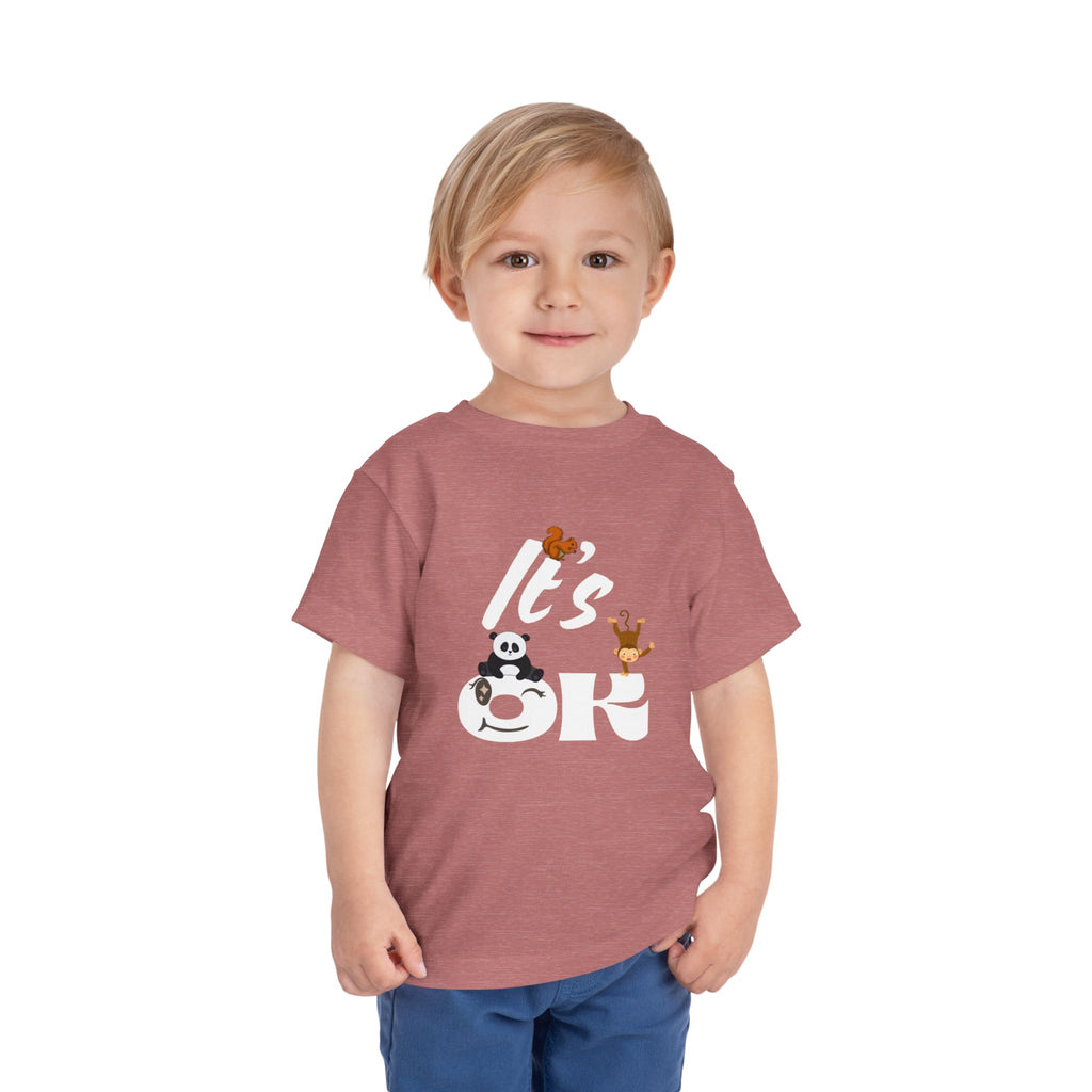 Toddler Short Sleeve Tee - Adorable Kids Shirt with 'It's OK' Design, Perfect for Everyday Wear, Birthday Gifts, Playdates, Baby [...] Pink Kids clothes