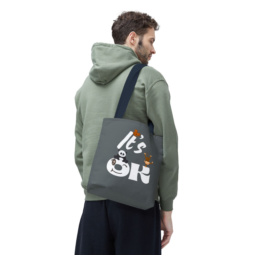 Playful Panda Tote Bag - Perfect for Everyday Use, Eco-Friendly Shopping, Gifts, Travel Accessories, Cute Animal Lovers 13" × 13'' Navy Bags