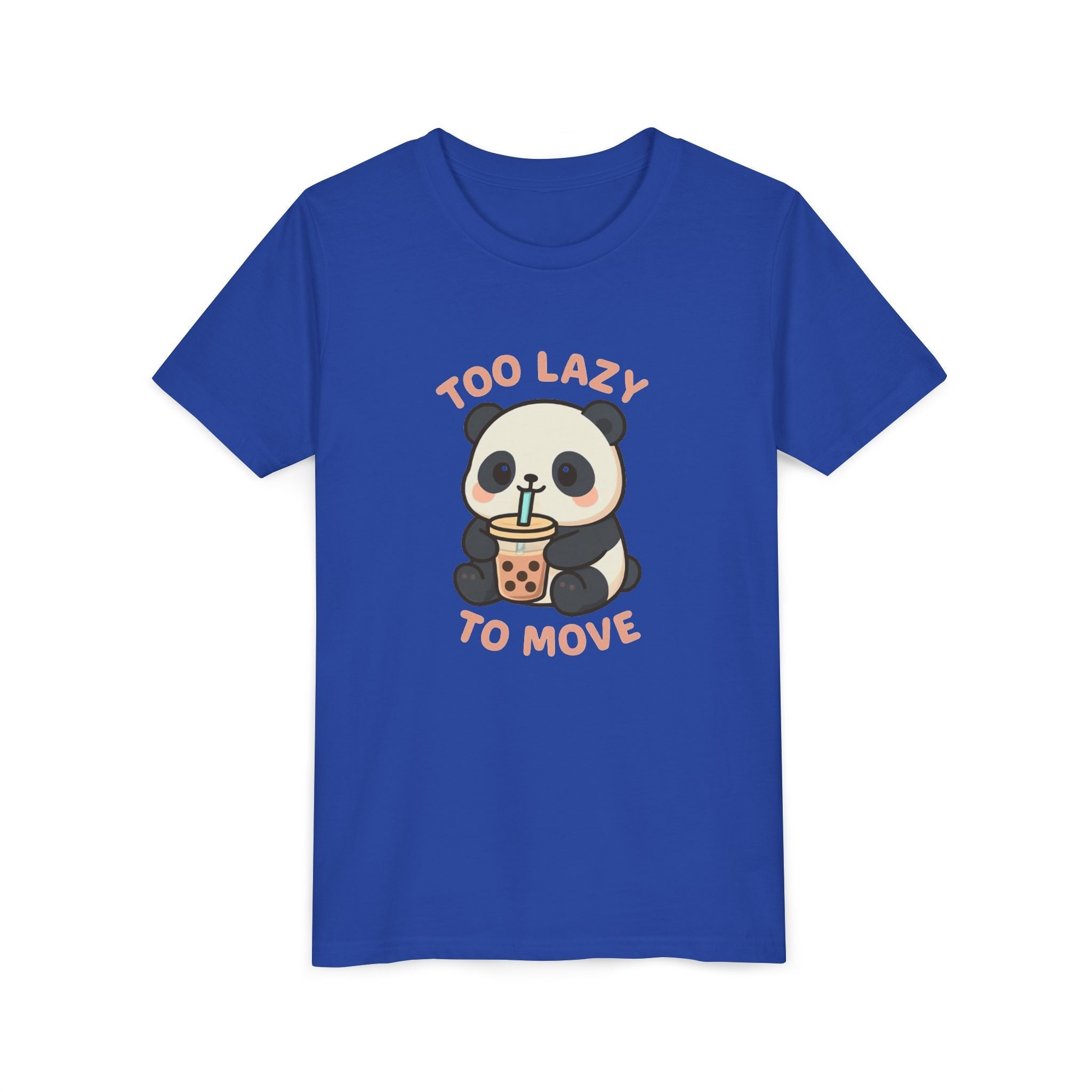 Cute Panda Youth Tee - "Too Lazy To Move" - Fun Casual Wear, Gift for Kids, Animal Lover Shirt, Birthday Present, Summer Outfit True Royal Kids clothes