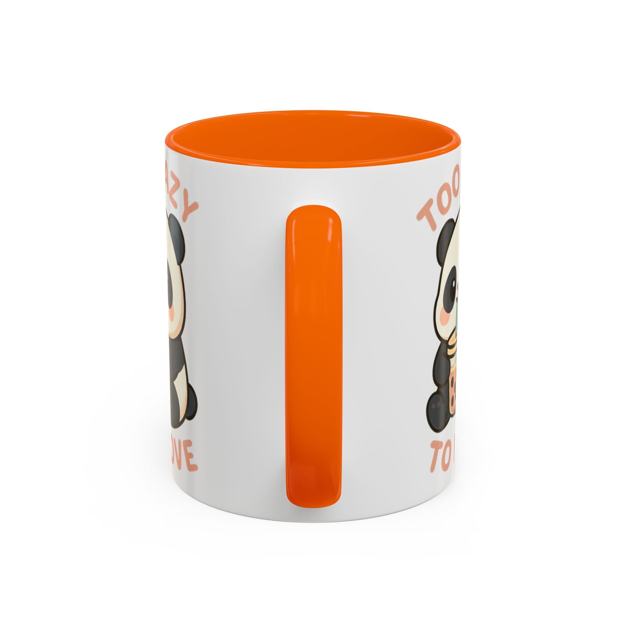 Cute Panda Accent Coffee Mug - Too Lazy to Move, Gift for Panda Lovers, Funny Tea Cup, Kawaii Kitchen Decor, Cozy Morning Mug 15oz Orange Mug