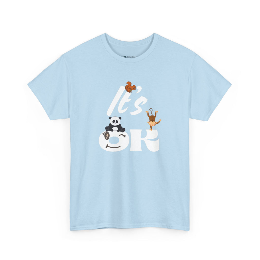 Fun Panda & Friends Tee, Casual Wear, Gift for Animal Lovers, Everyday Comfort, Cute Graphic Shirt, Relaxed Style Light Blue T-Shirt