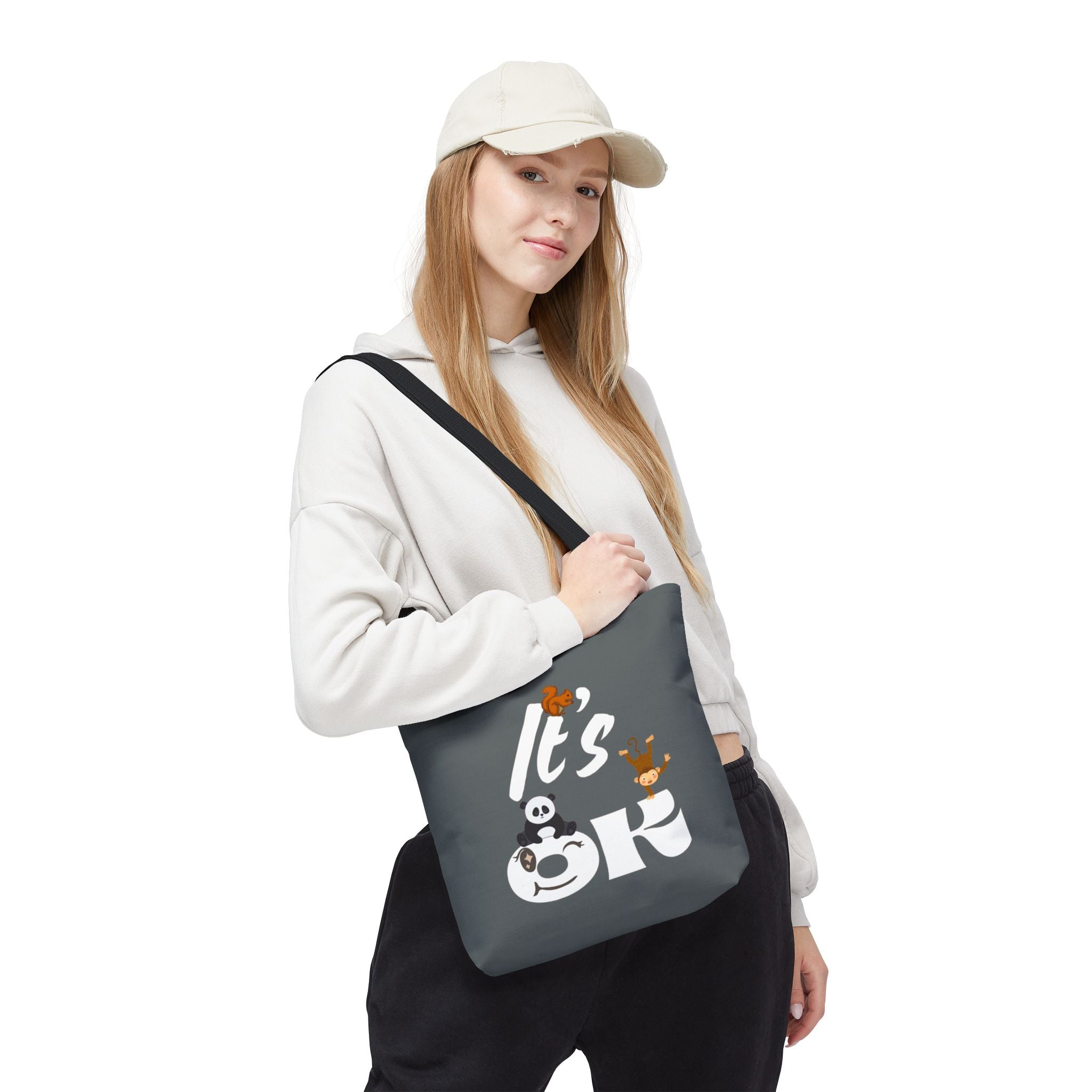 Playful Panda Tote Bag - Perfect for Everyday Use, Eco-Friendly Shopping, Gifts, Travel Accessories, Cute Animal Lovers 13" × 13'' Black Bags