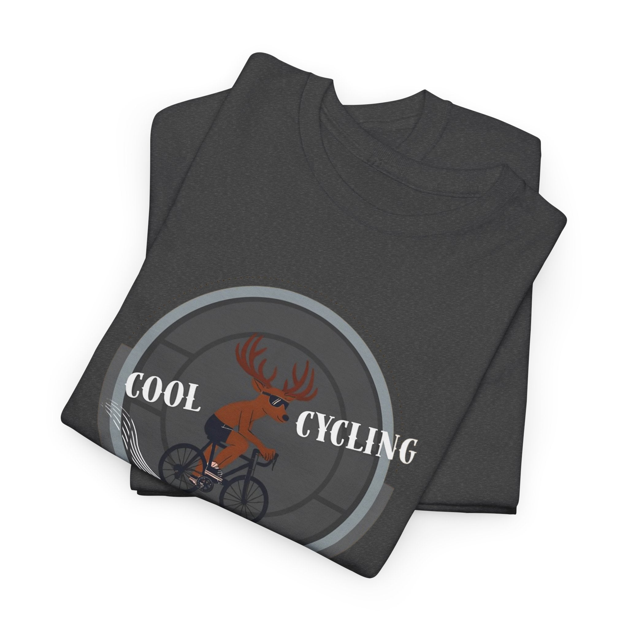 Kool Cycling Tee - Unisex Heavy Cotton, Casual Wear, Biking Gift, Cycling Apparel, Outdoor Activities, Fun Exercise Top Dark Heather T-Shirt