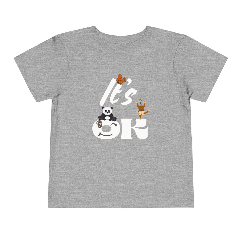 Toddler Short Sleeve Tee - Adorable Kids Shirt with 'It's OK' Design, Perfect for Everyday Wear, Birthday Gifts, Playdates, Baby [...] Athletic Heather Kids clothes