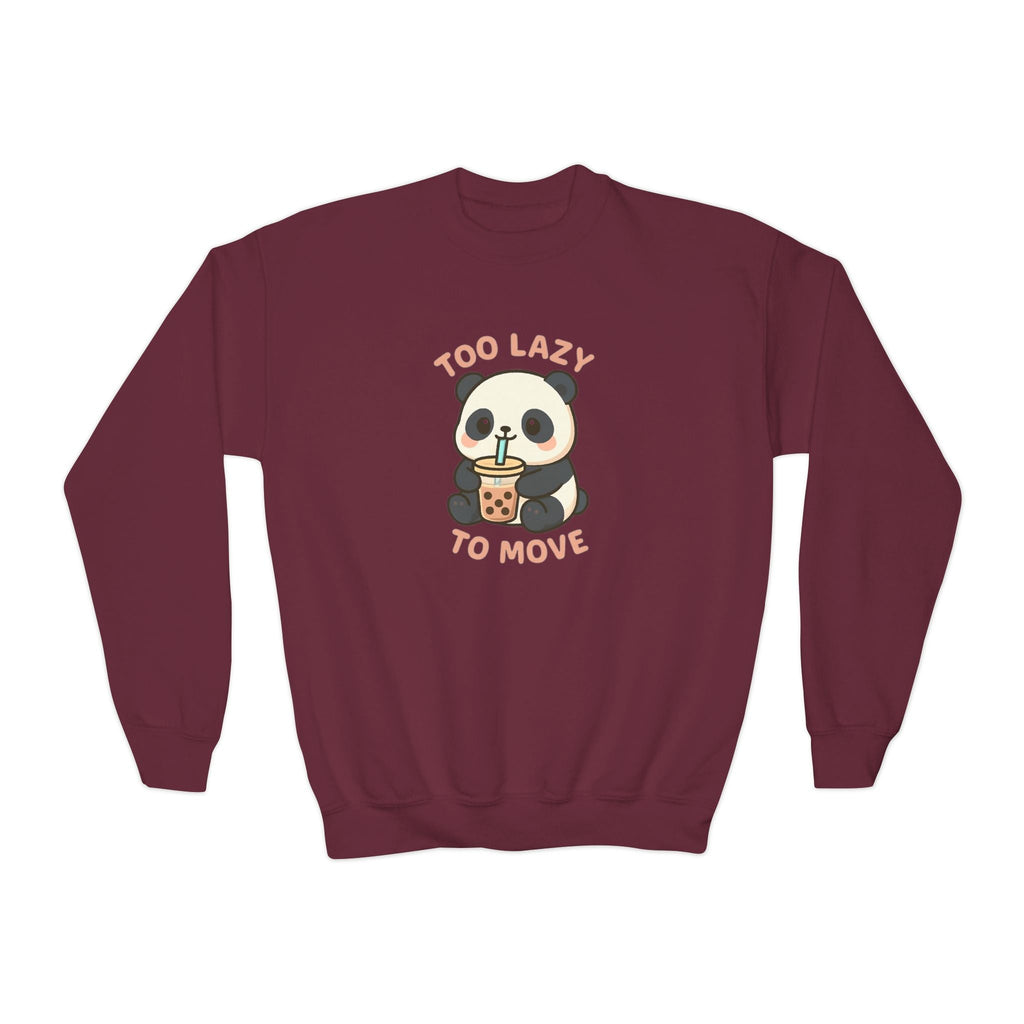 Youth Panda Crewneck Sweatshirt, Cute Panda Sweatshirt, Funny Animal Sweatshirt, Kid's Sweatshirt Gift, Cozy Lounge Wear Maroon Kids clothes