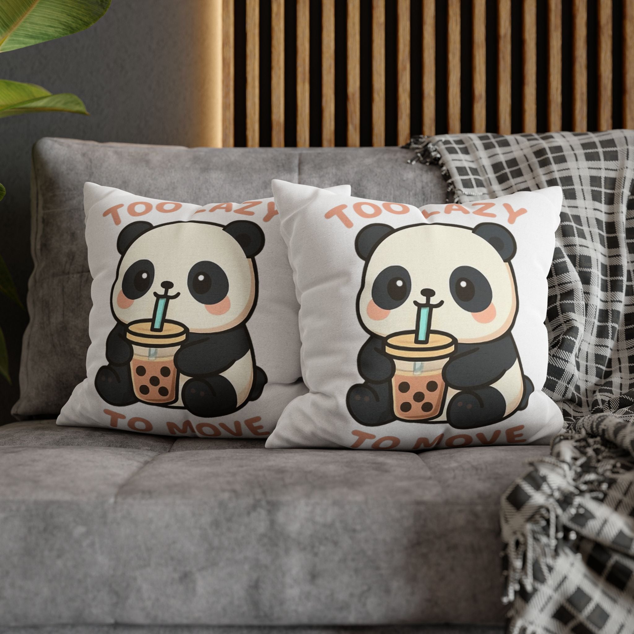 Lazy Panda Pillowcase - Cozy Decor, Cute Gift, Home Accessory, Animal Lover Decor, Funny Bedroom Pillow 20" × 20" Home Decor